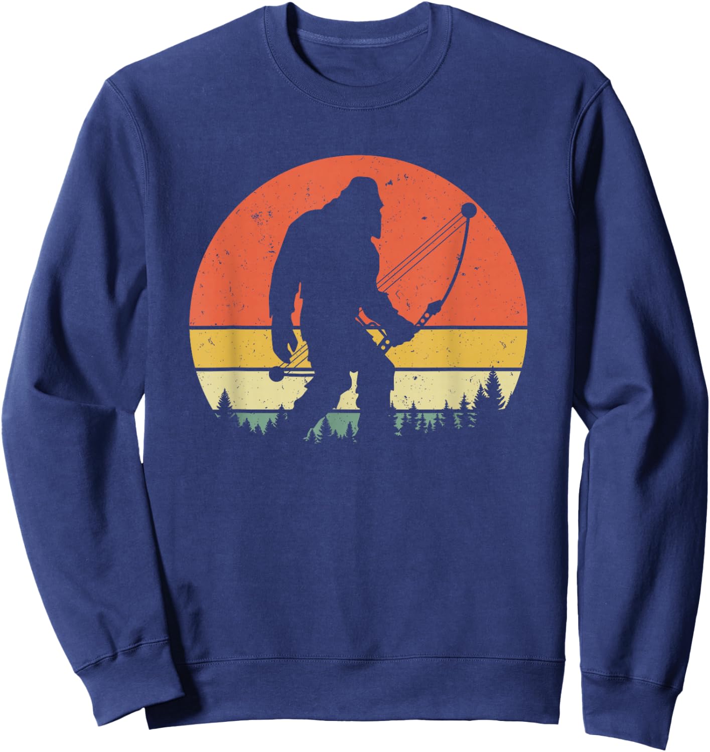 Bigfoot Hunter Arrow - Vintage Sasquatch Bow Hunting Archery Sweatshirt - Sweatshirt | Navy
