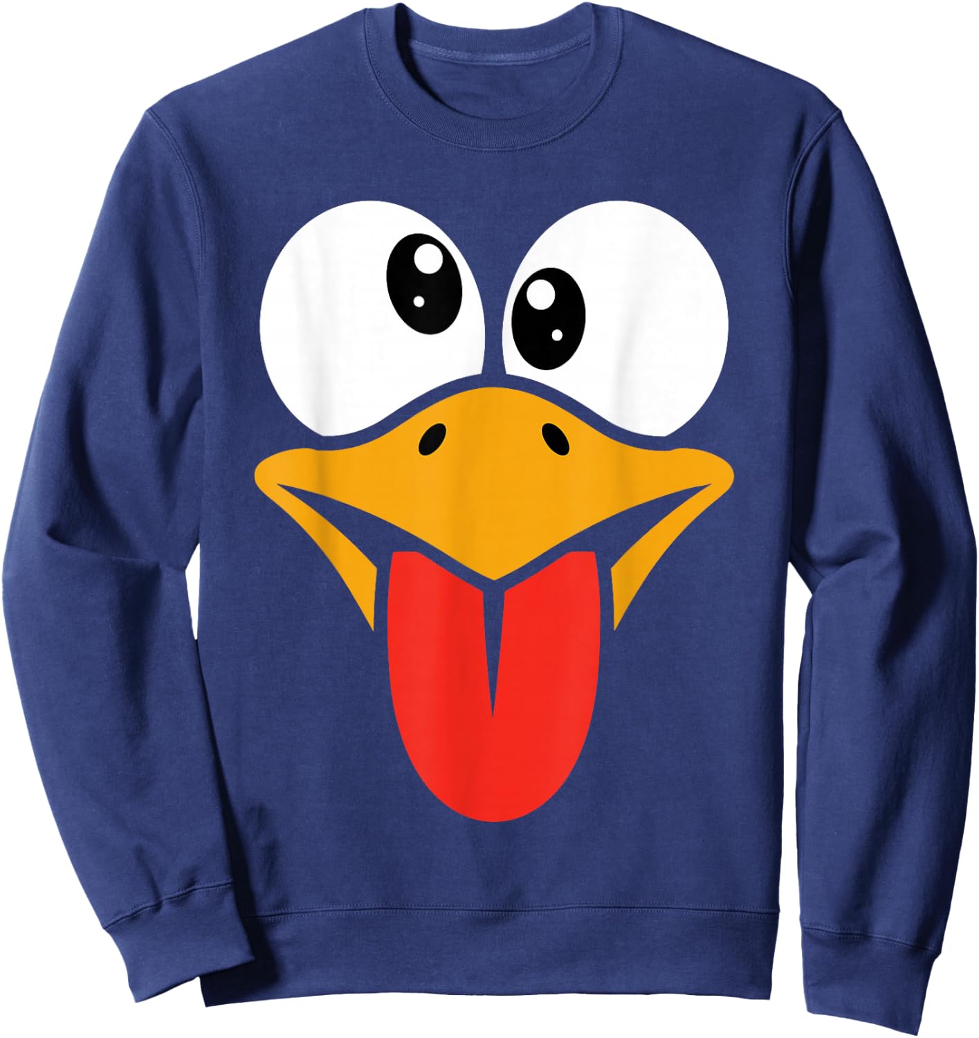 Funny Silly Turkey Face Happy Turkey Day Thanksgiving Sweatshirt - Sweatshirt | Navy