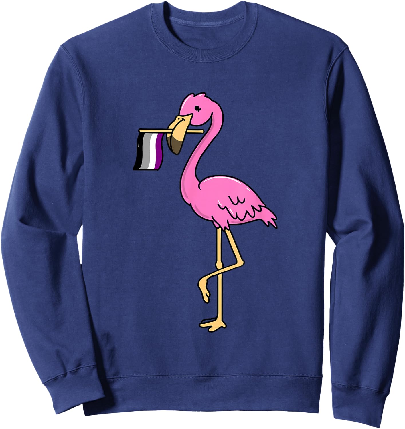 Flamingo with Asexual Pride Flag Sweatshirt - Sweatshirt | Navy