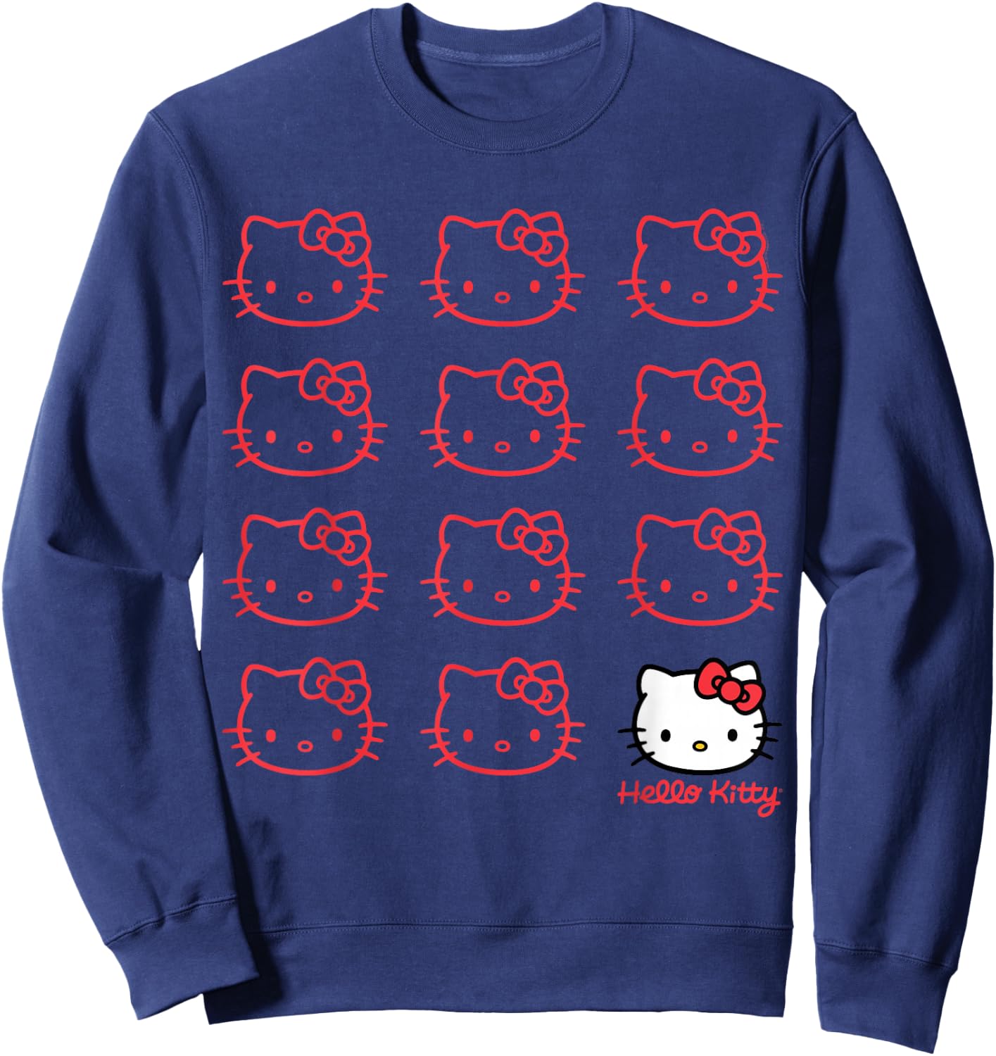 Hello Kitty Classic Fit - Adult Black Cotton/Polyester Short Sleeve Sweatshirt - Sweatshirt | Navy