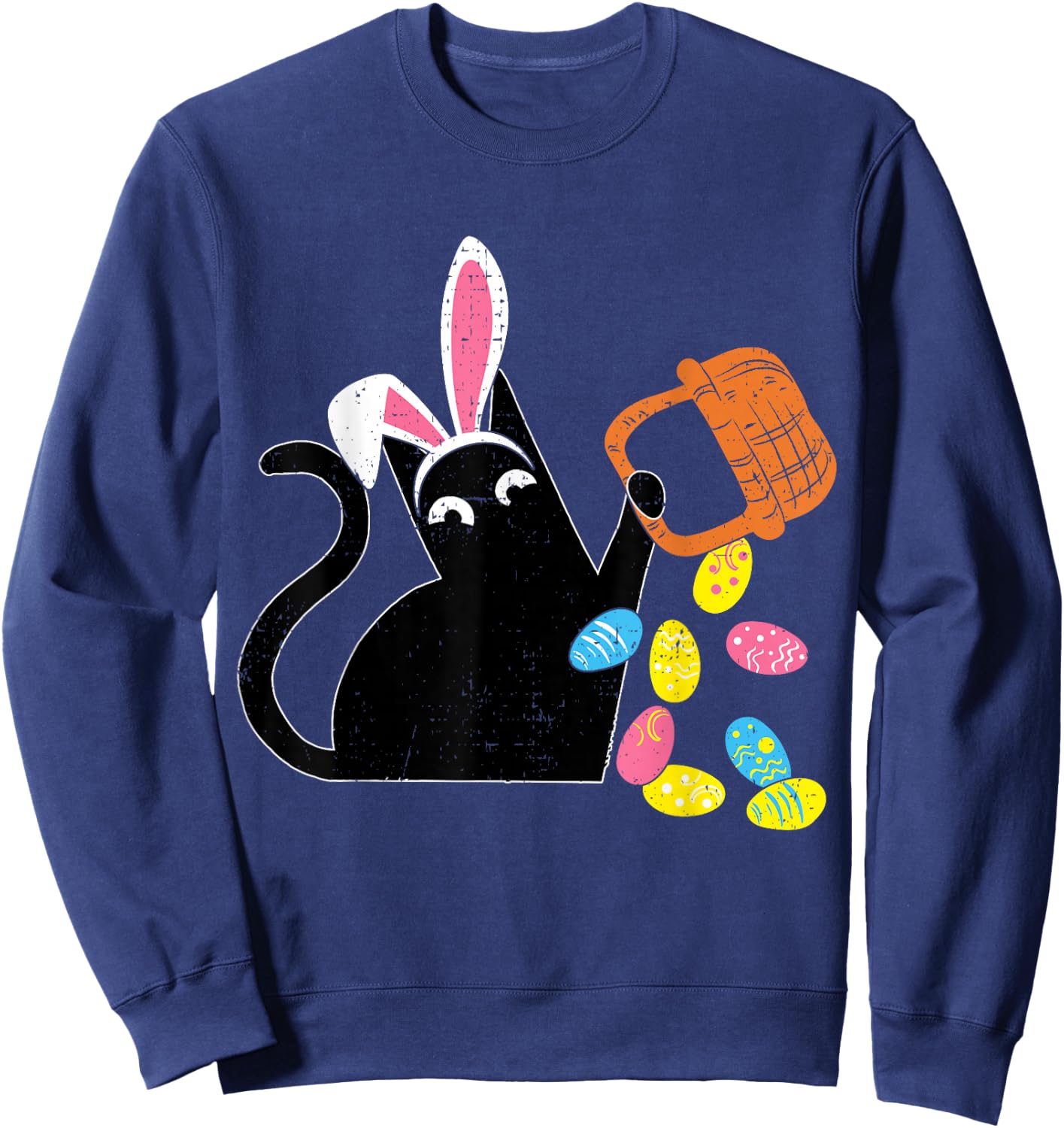 Cat Easter Bunny Easter Rabbit Sweatshirt - Sweatshirt | Navy