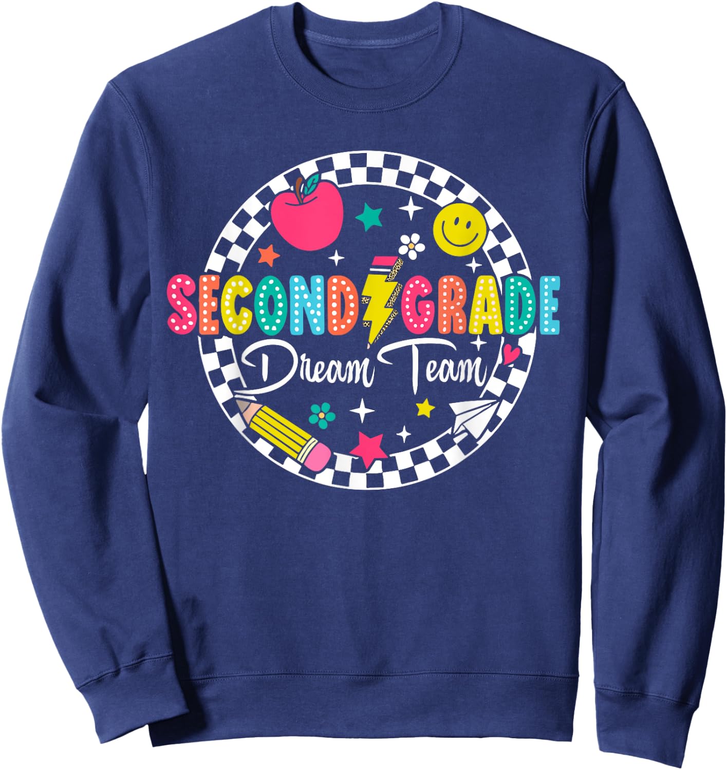 Second Grade Dream Team Bruh Back To School Tour (ON BACK) Sweatshirt - Sweatshirt | Navy