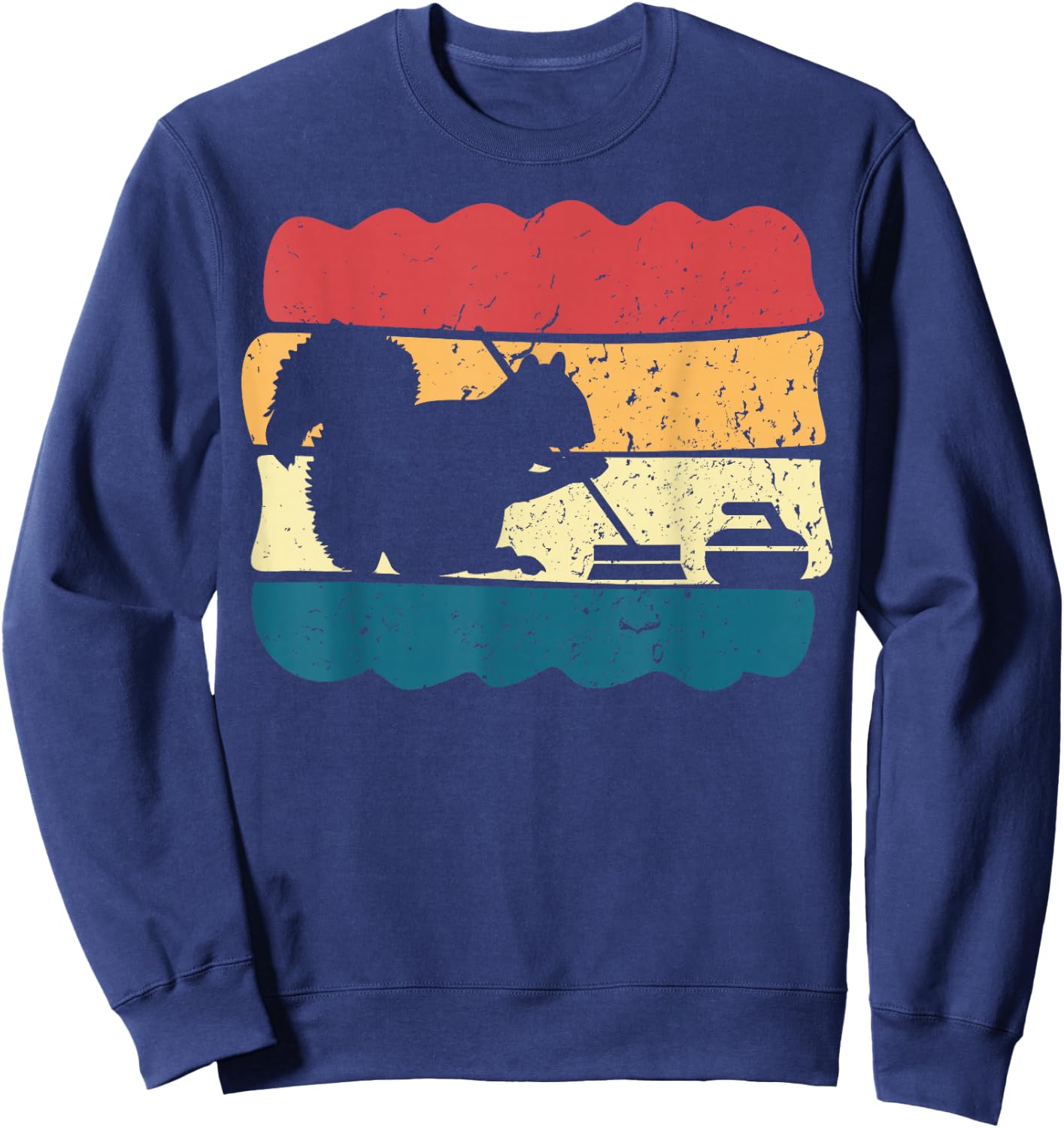 Curling Player Curler Sport Lover Curling Stone Squirrel Sweatshirt - Sweatshirt | Navy