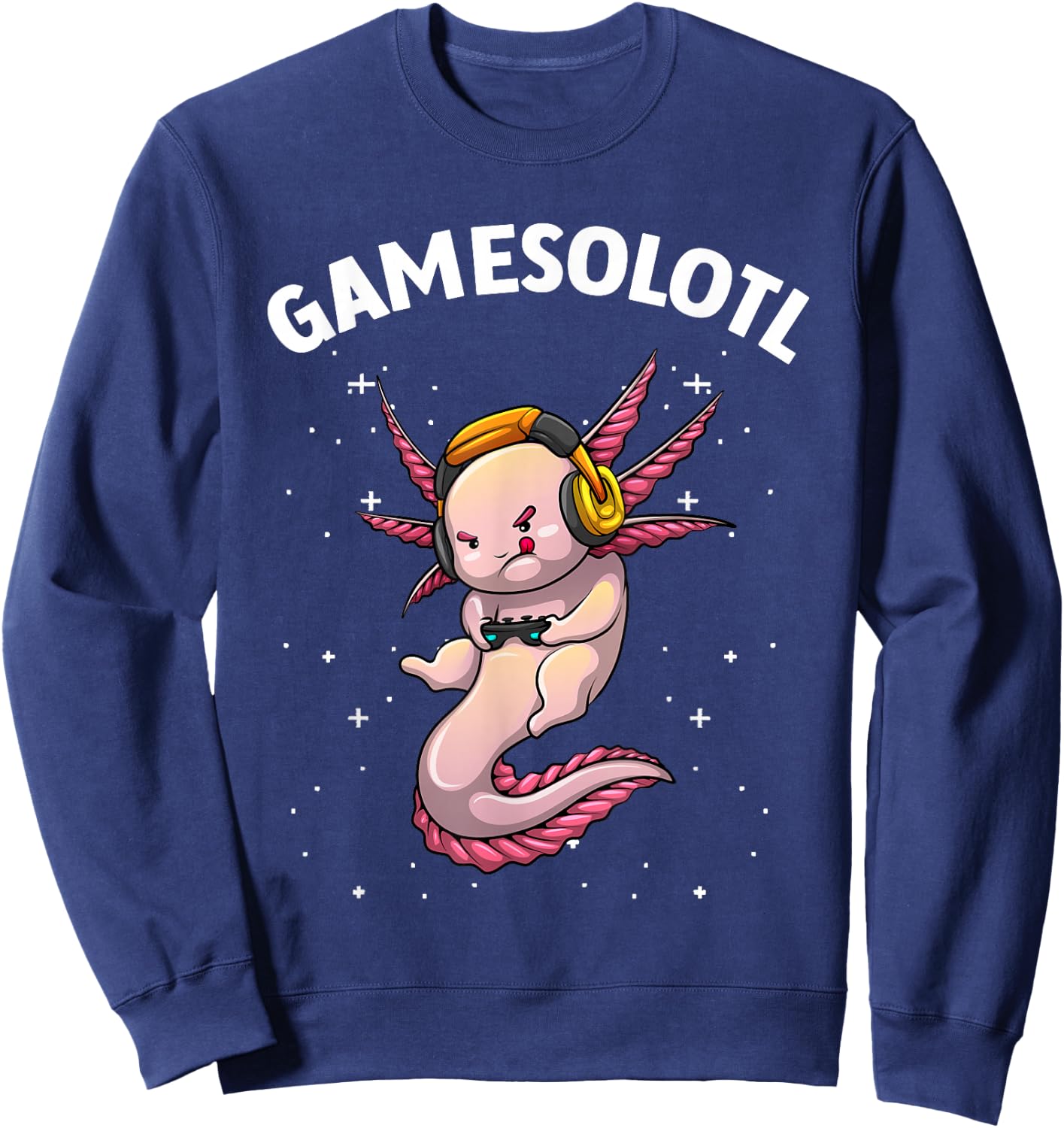 Cute Gaming Art Women Kids Video Game Axolotl Gamer Sweatshirt - Sweatshirt | Navy