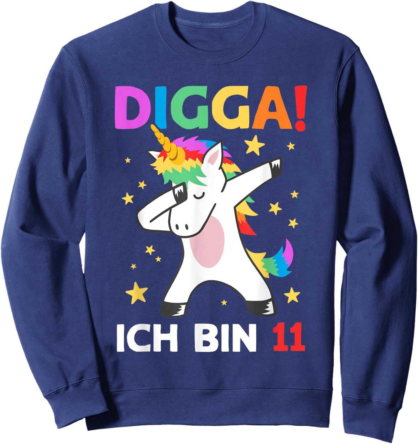 Digga Ich Bin 11 Jahre Dabbing Einhorn 11. Geburtstag Sweatshirt - Sweatshirt | Navy