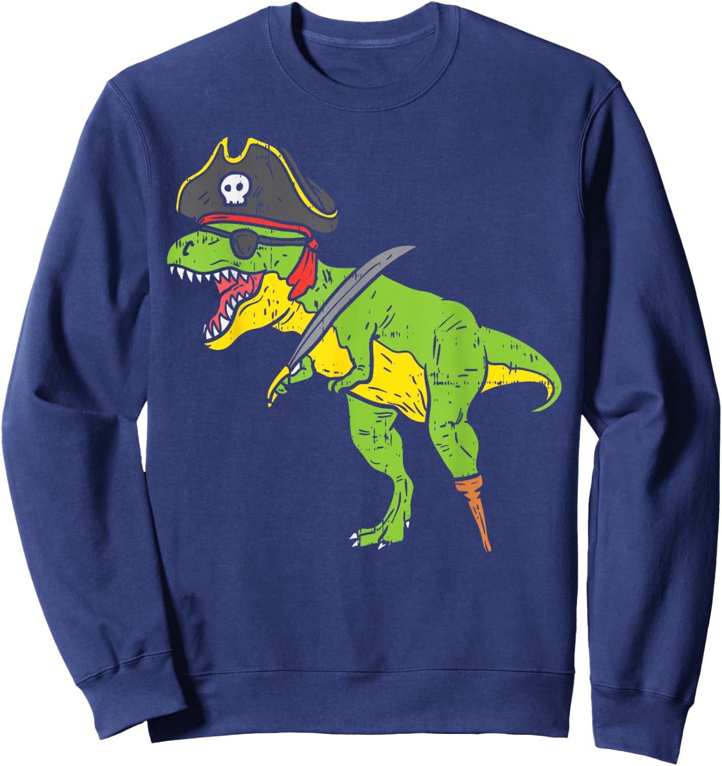 T-Rex Pirate Dinosaur Dino Funny Halloween Costume Boys Kids Sweatshirt - Sweatshirt | Navy