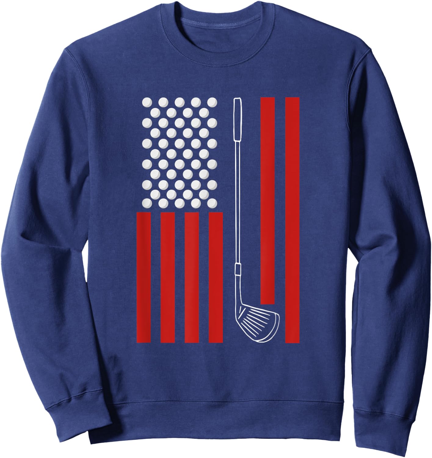 Retro American Flag Golf Gift Golfer Funny Golf Sweatshirt - Sweatshirt | Navy