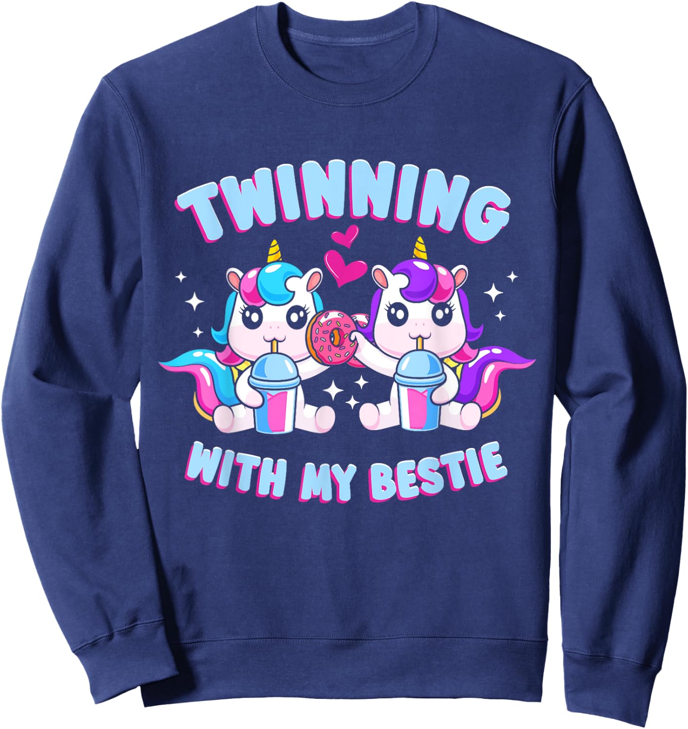 Friends Matching Twins Day Twinning With My Bestie Sweatshirt - Sweatshirt | Navy