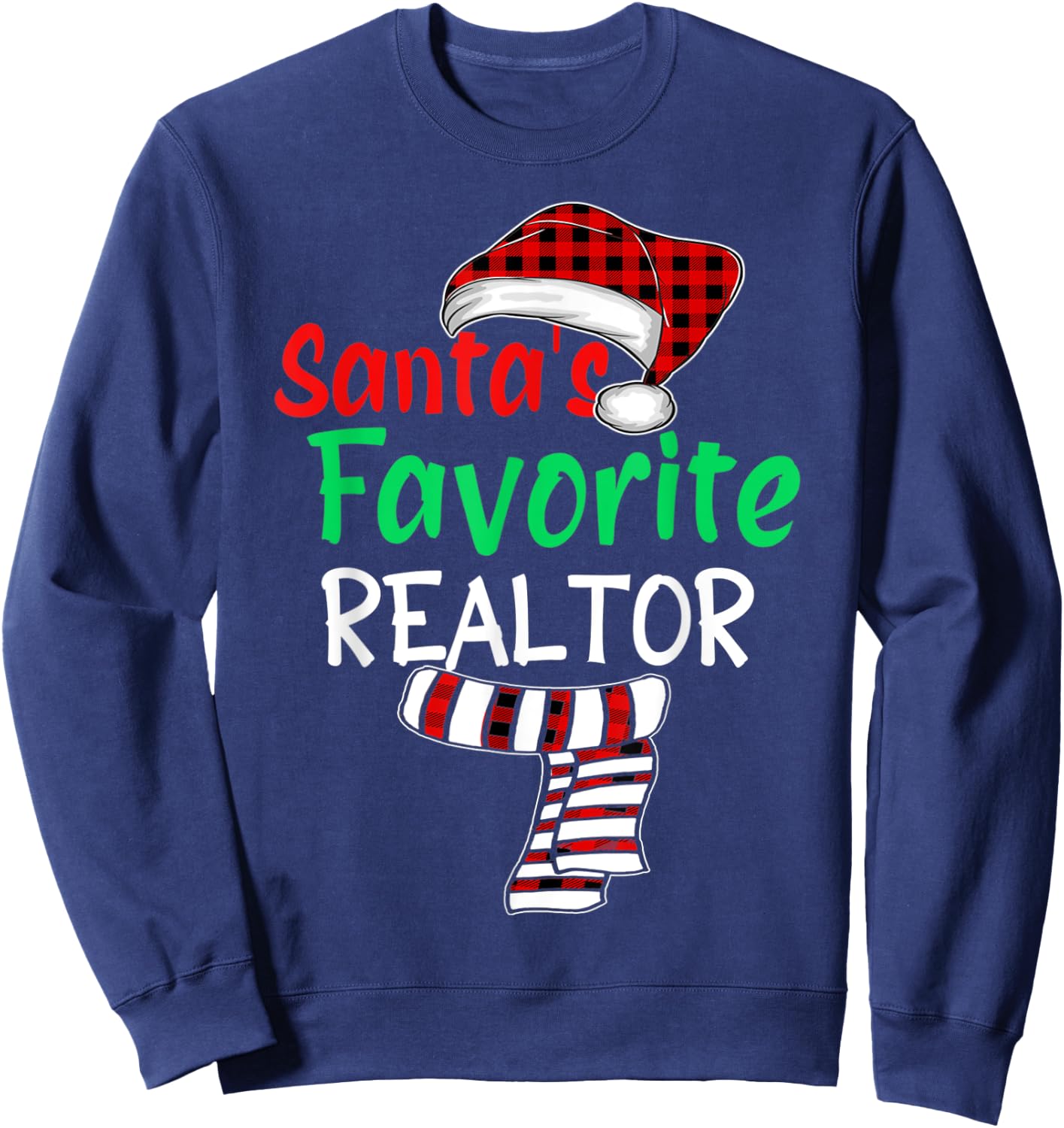 Christmas Pajama Santa Claus Shirt, Santa's Favorite Realtor Sweatshirt - Sweatshirt | Navy