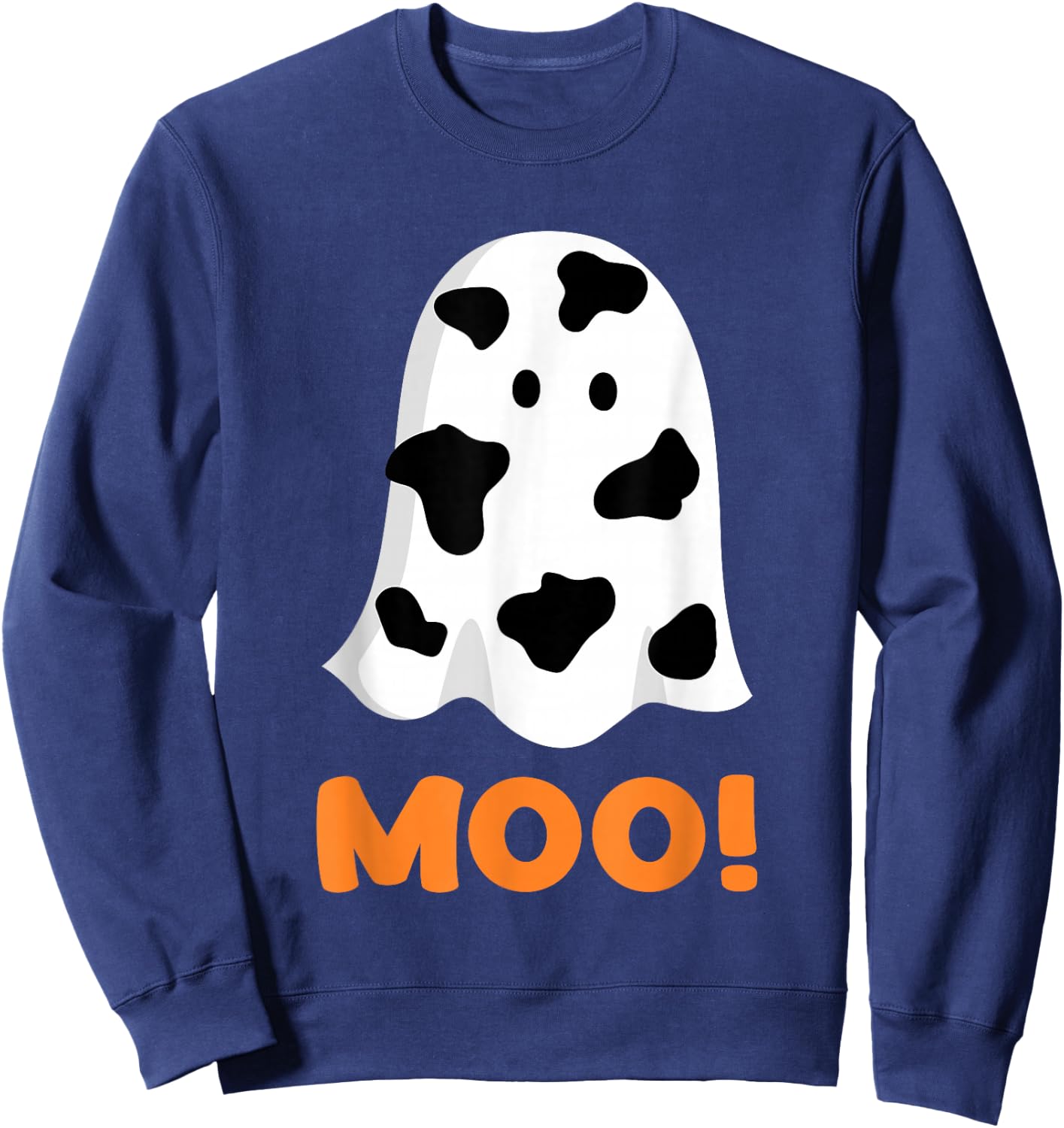 Funny cow print ghost with moo halloween costume Sweatshirt - Sweatshirt | Navy