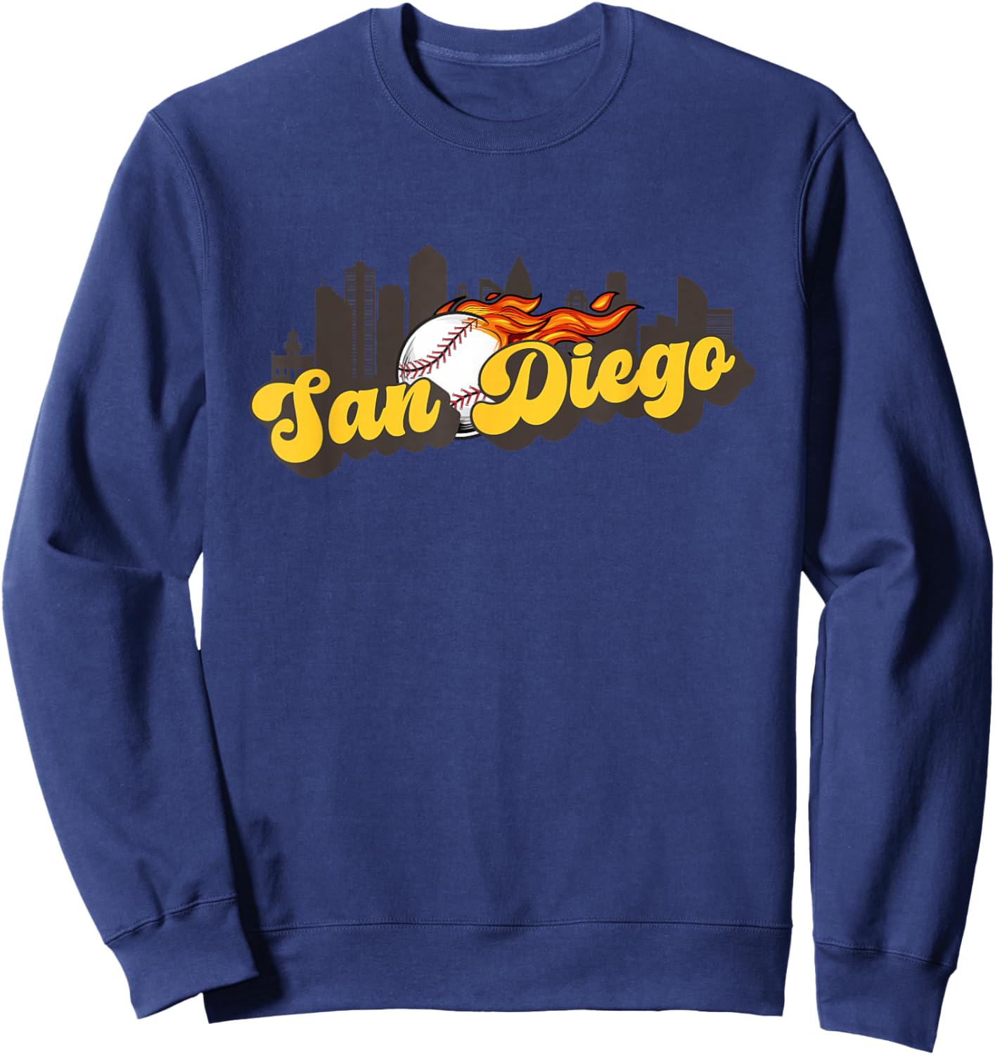 San Diego Baseball Vintage City Skyline Baseball Lover Sweatshirt - Sweatshirt | Navy