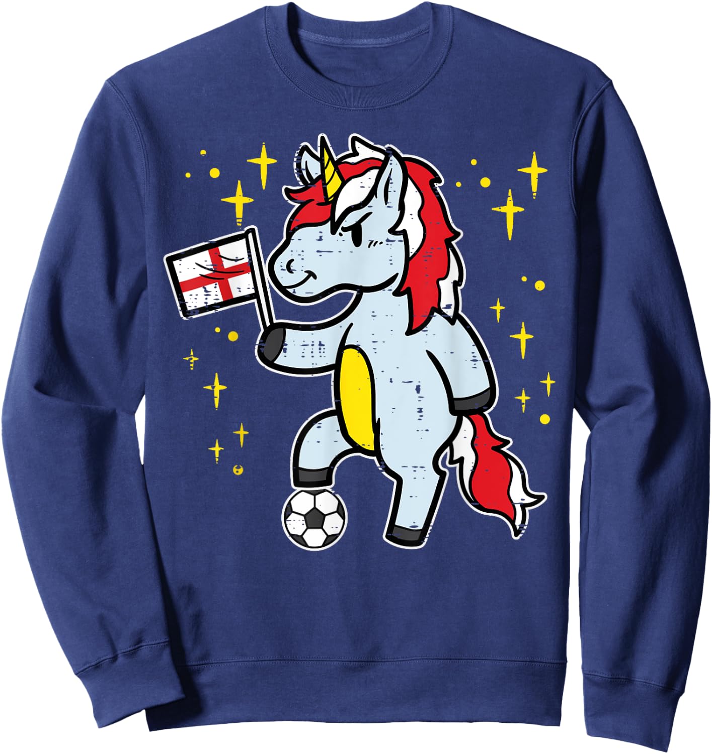 England Flag Unicorn Football Soccer Fan Women Girls Kids Sweatshirt - Sweatshirt | Navy