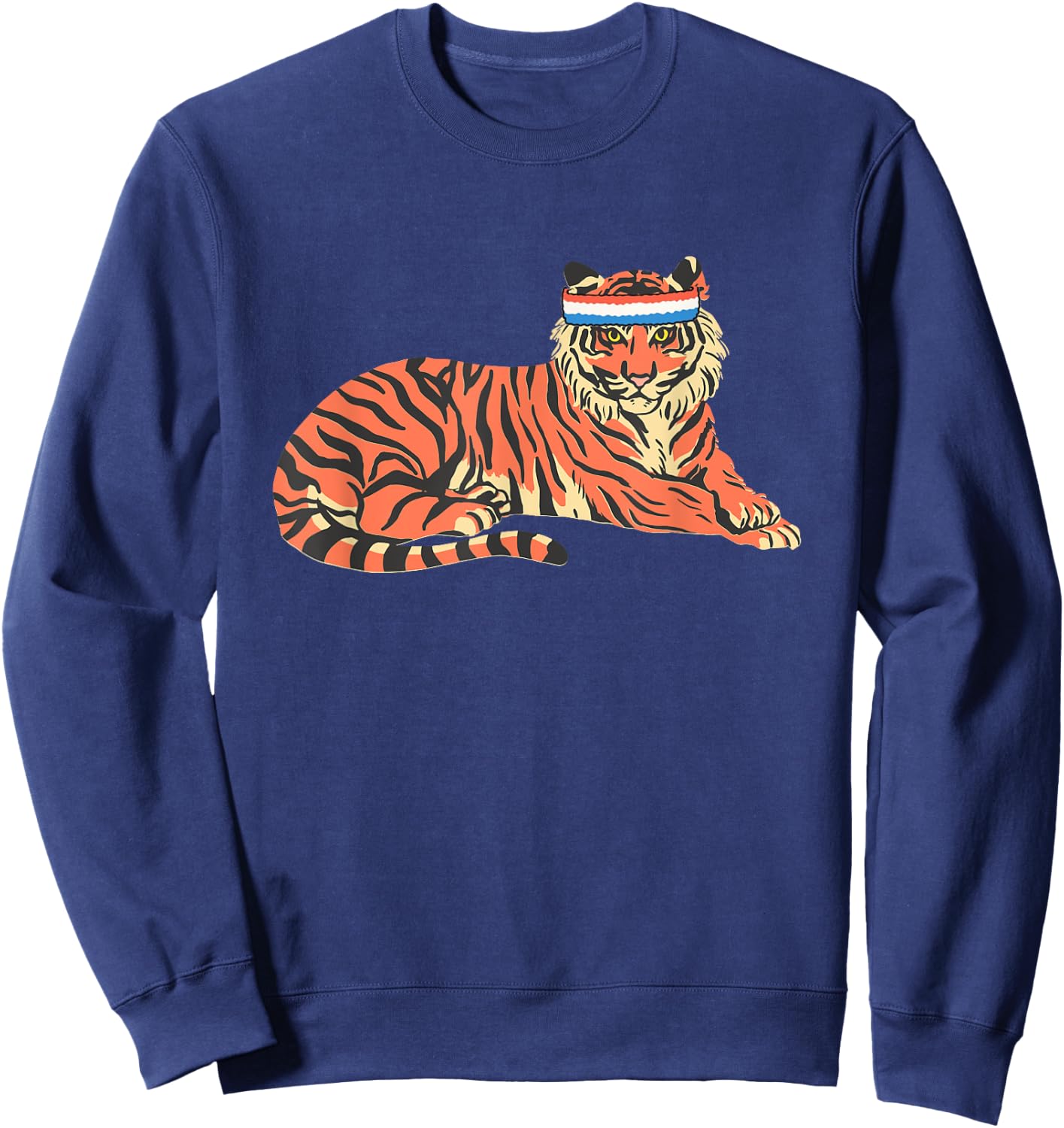 Tiger Shirt Tiger Wearing Sweatband Sweatshirt - Sweatshirt | Navy
