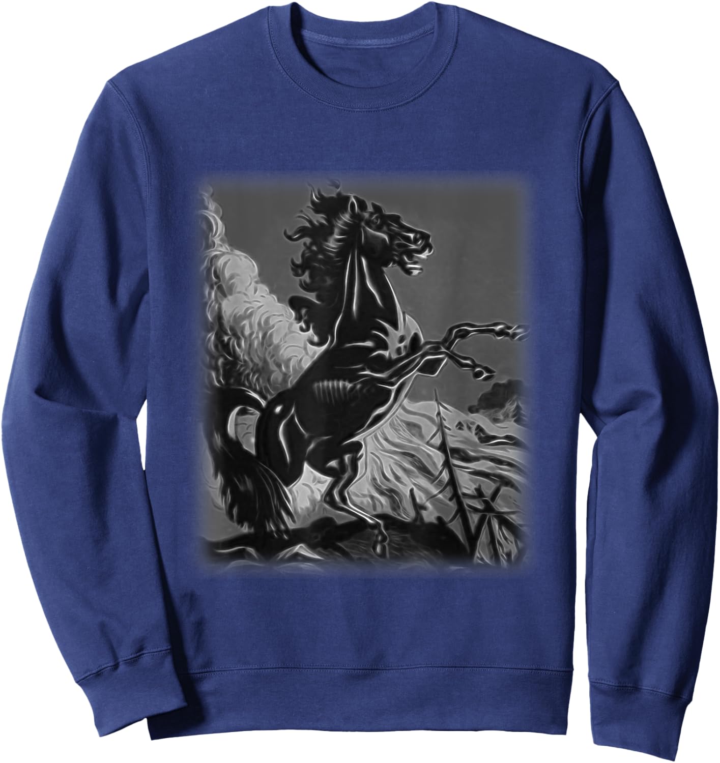 Black Horse Shirt, Rearing Stallion for Horse Lovers Sweatshirt - Sweatshirt | Navy