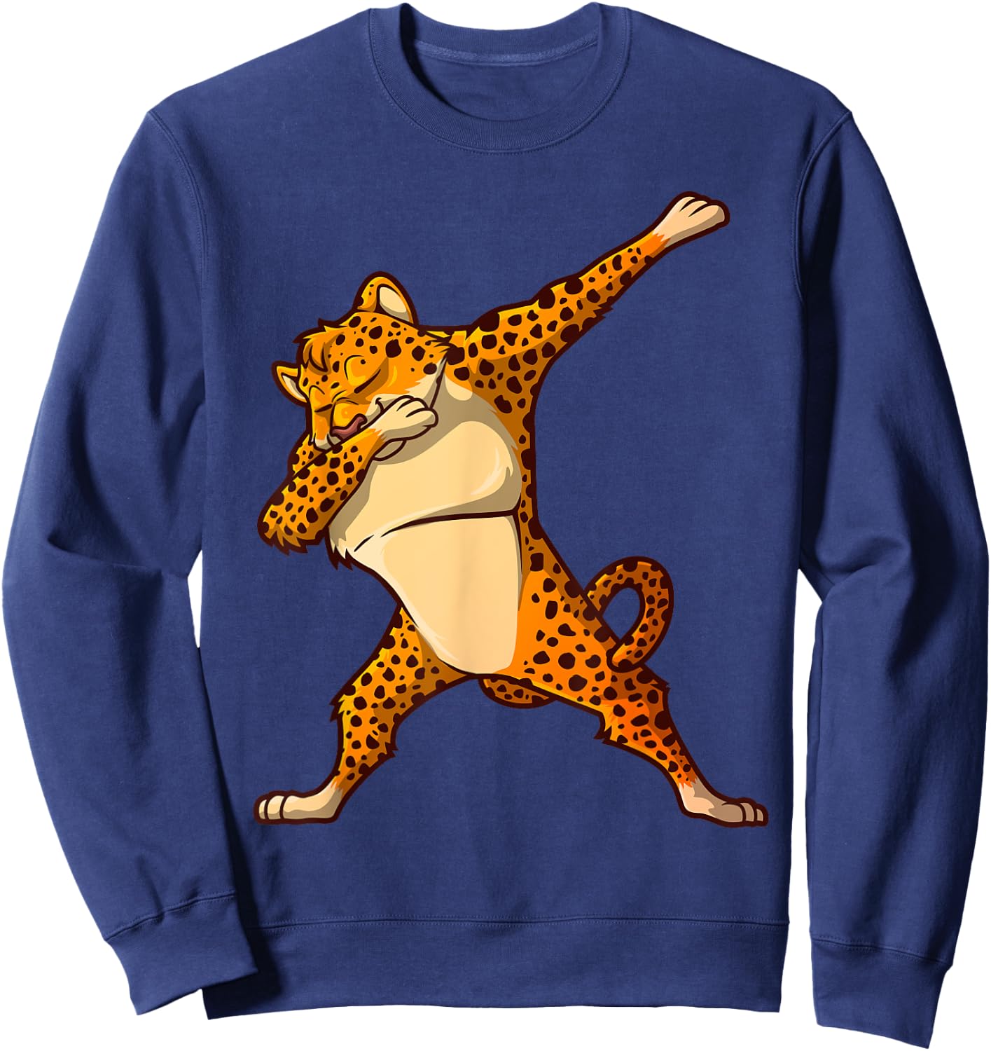 Funny Cheetah Dance For Kids Boys Girls Dabbing Cheetah Cat Sweatshirt - Sweatshirt | Navy