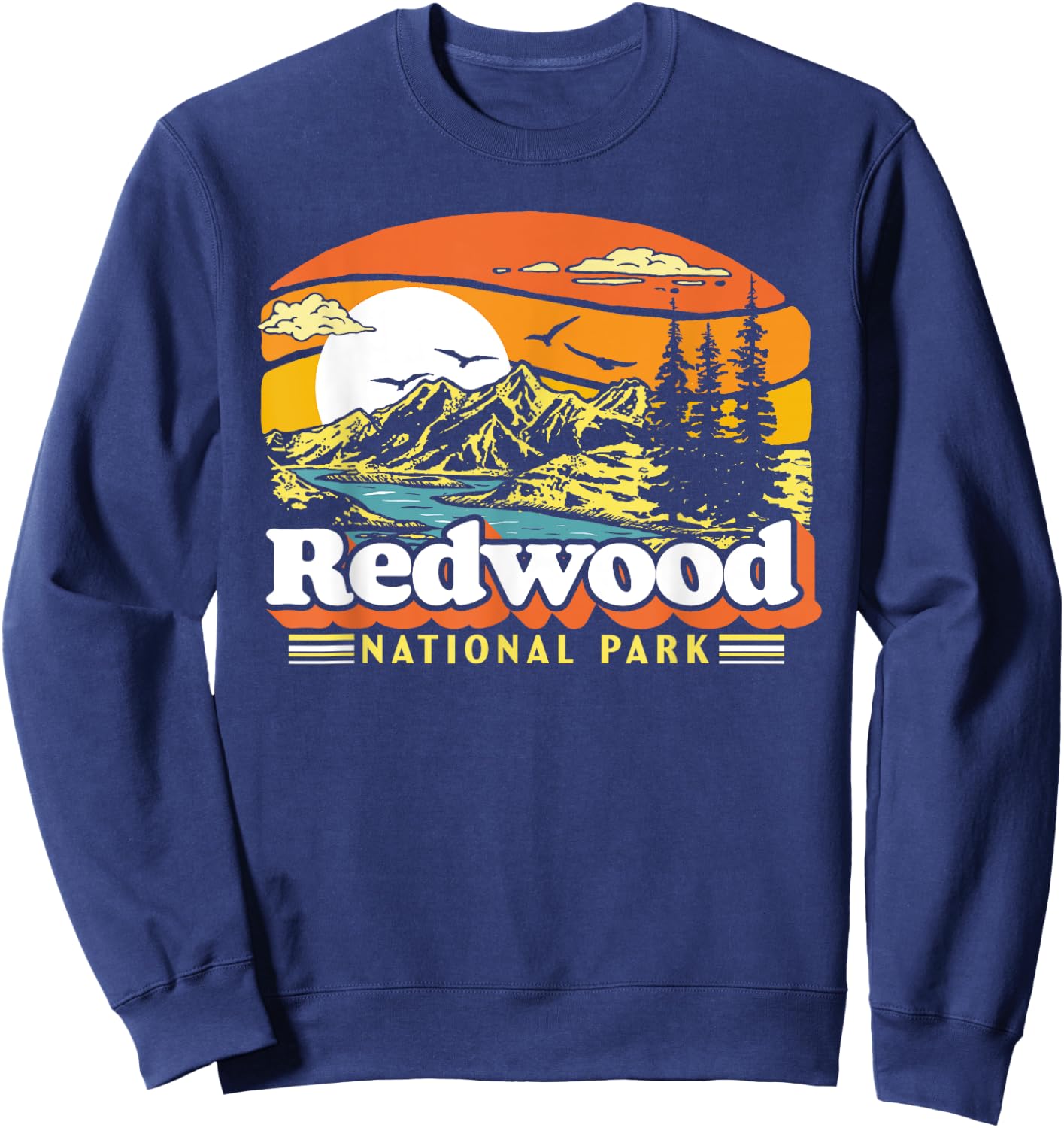 Redwood National Park Vintage 80s Retro California Mountains Sweatshirt - Sweatshirt | Navy