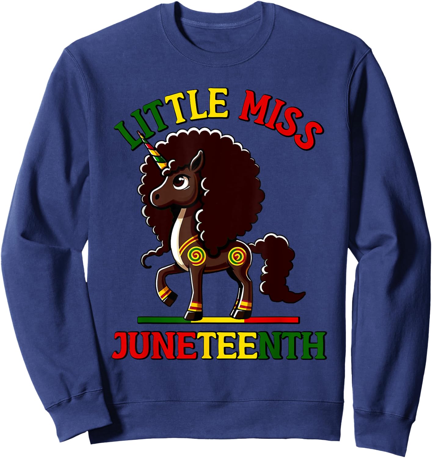 Little Miss Juneteenth 2025 Unicorn Sweatshirt - Sweatshirt | Navy