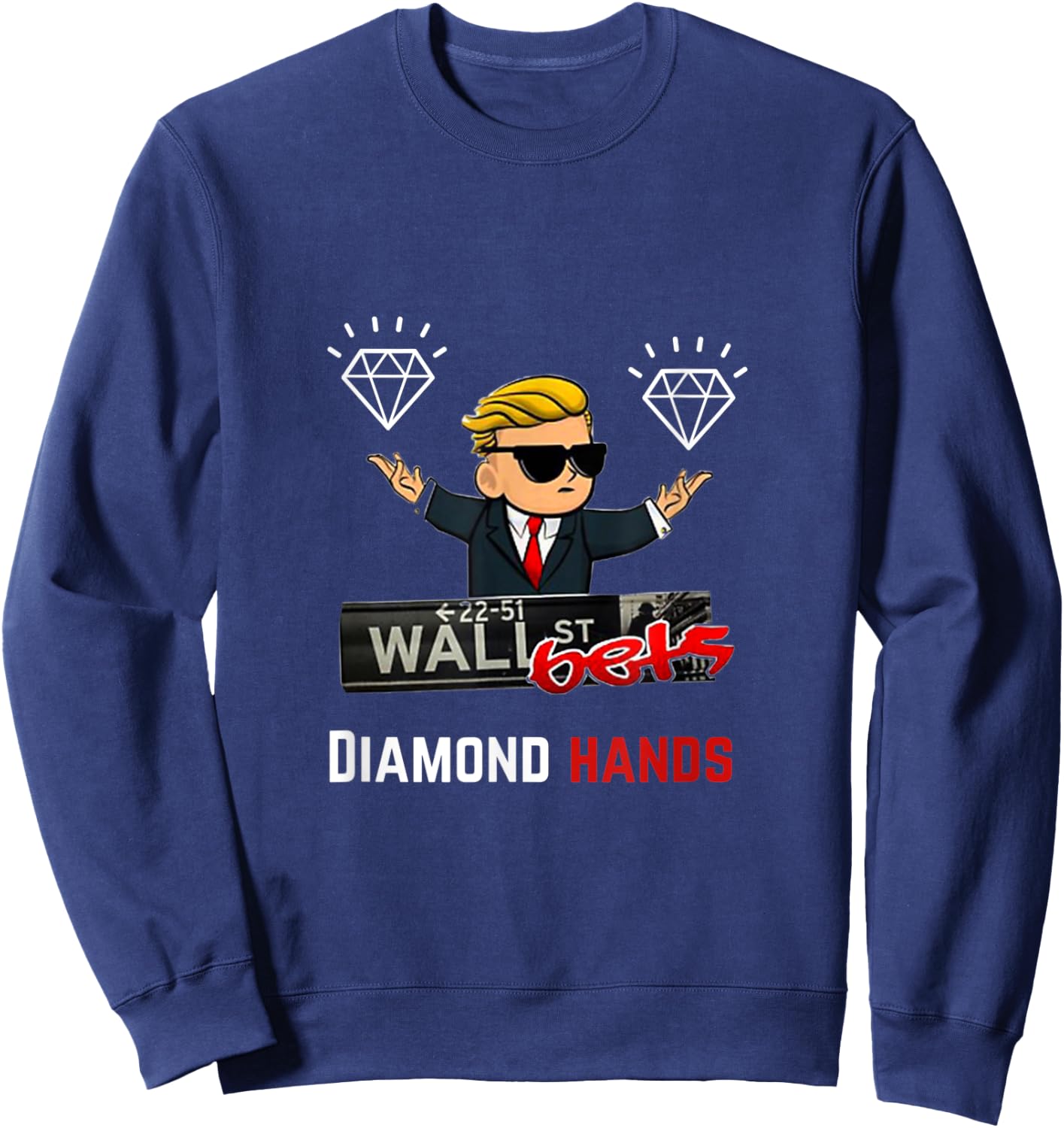 Wall Street Bets Diamond Hands Sweatshirt - Sweatshirt | Navy