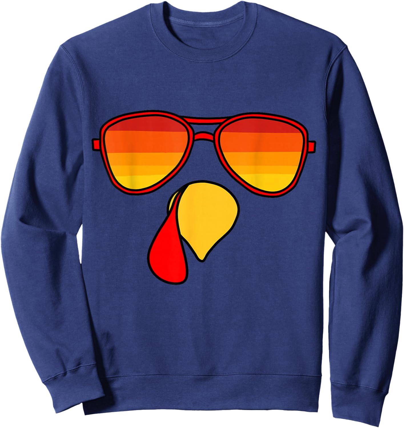 Retro Turkey Face Happy Thanksgiving Kids Toddler Boys Sweatshirt - Sweatshirt | Navy