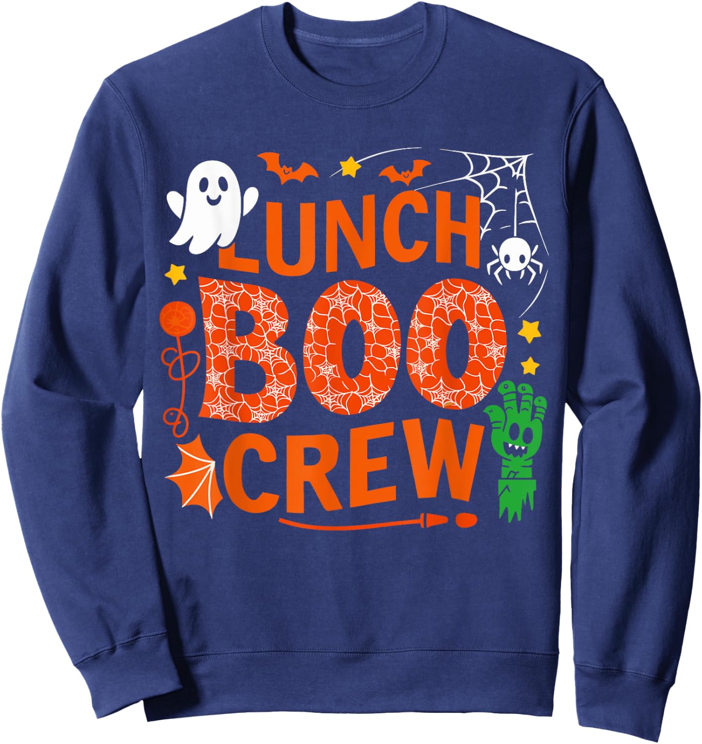 Lunch Lady Boo Crew Cafeteria Halloween Costume Matching Sweatshirt - Sweatshirt | Navy