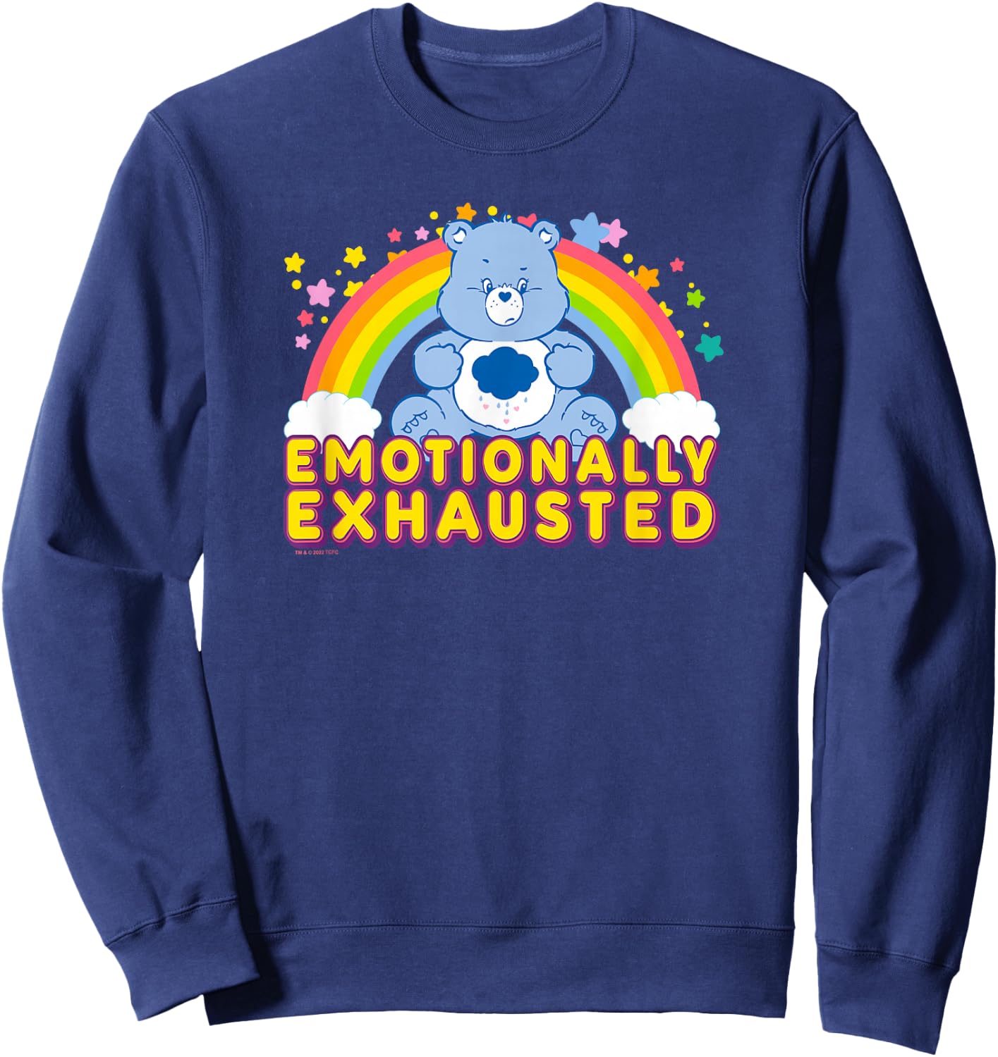 Care Bears Emotionally Exhausted Rainbow Grumpy Bear Icon , Black, S Sweatshirt - Sweatshirt | Navy