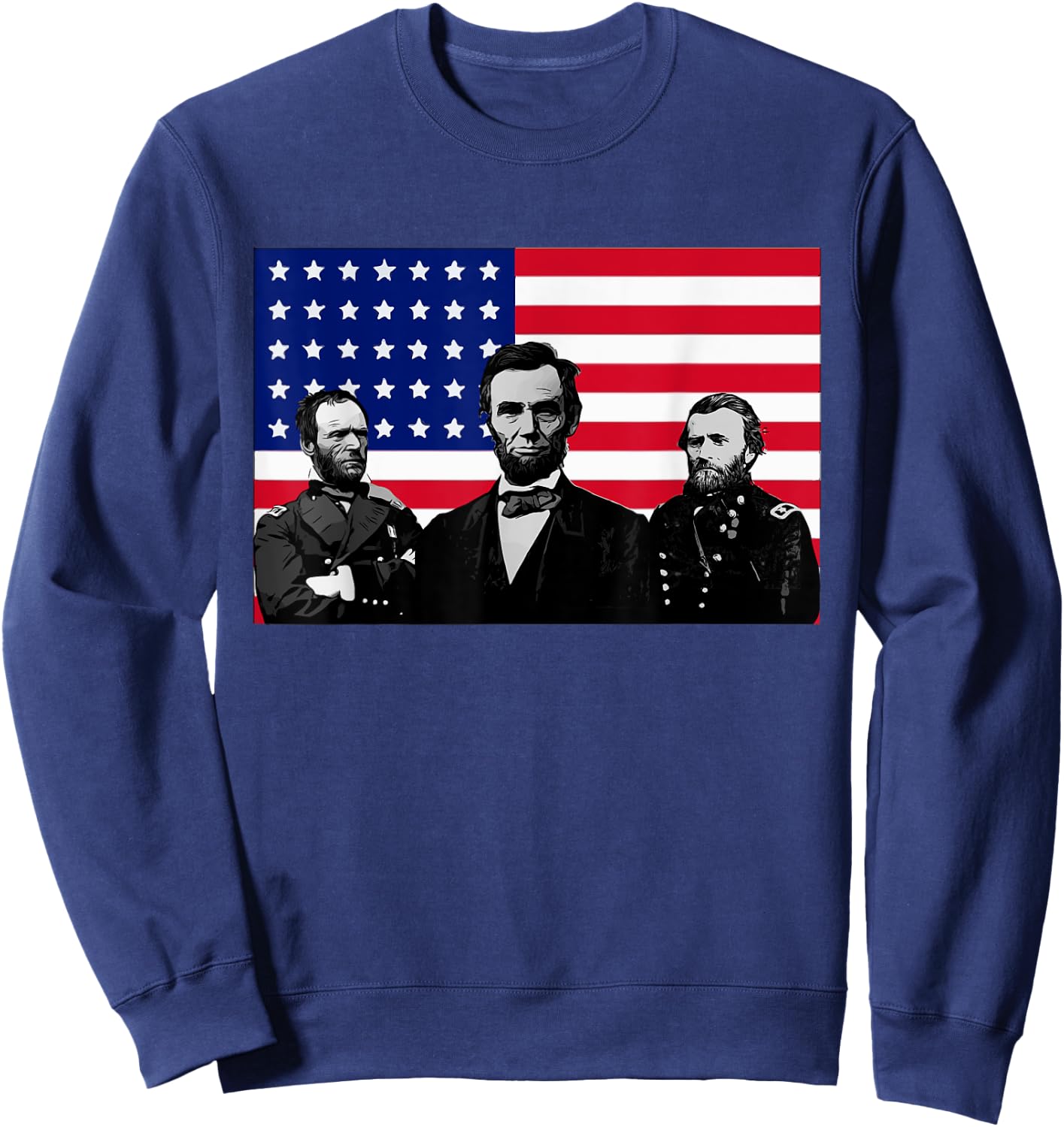 Lincoln and his Generals Grant and Sherman Civil War Sweatshirt - Sweatshirt | Navy