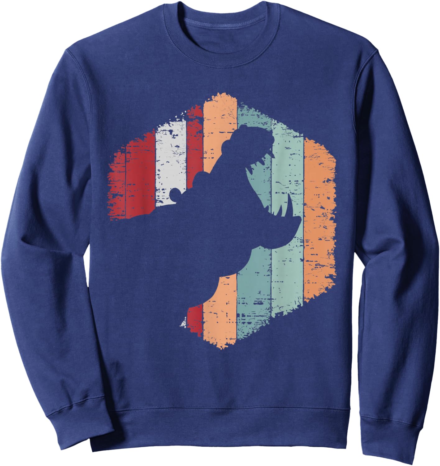 Retro Hippo Funny Hippo Lovers Sweatshirt - Sweatshirt | Navy