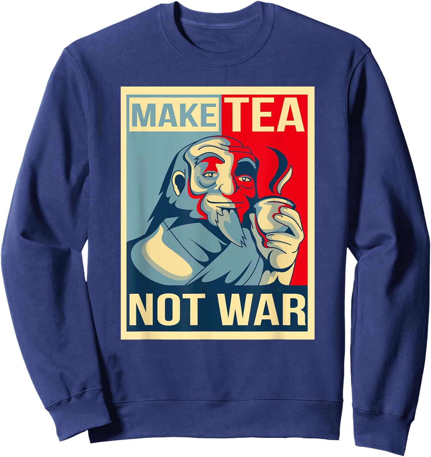 Make Tea Not War. Tealover Japanese Buddha Herbal Peace Sweatshirt - Sweatshirt | Navy