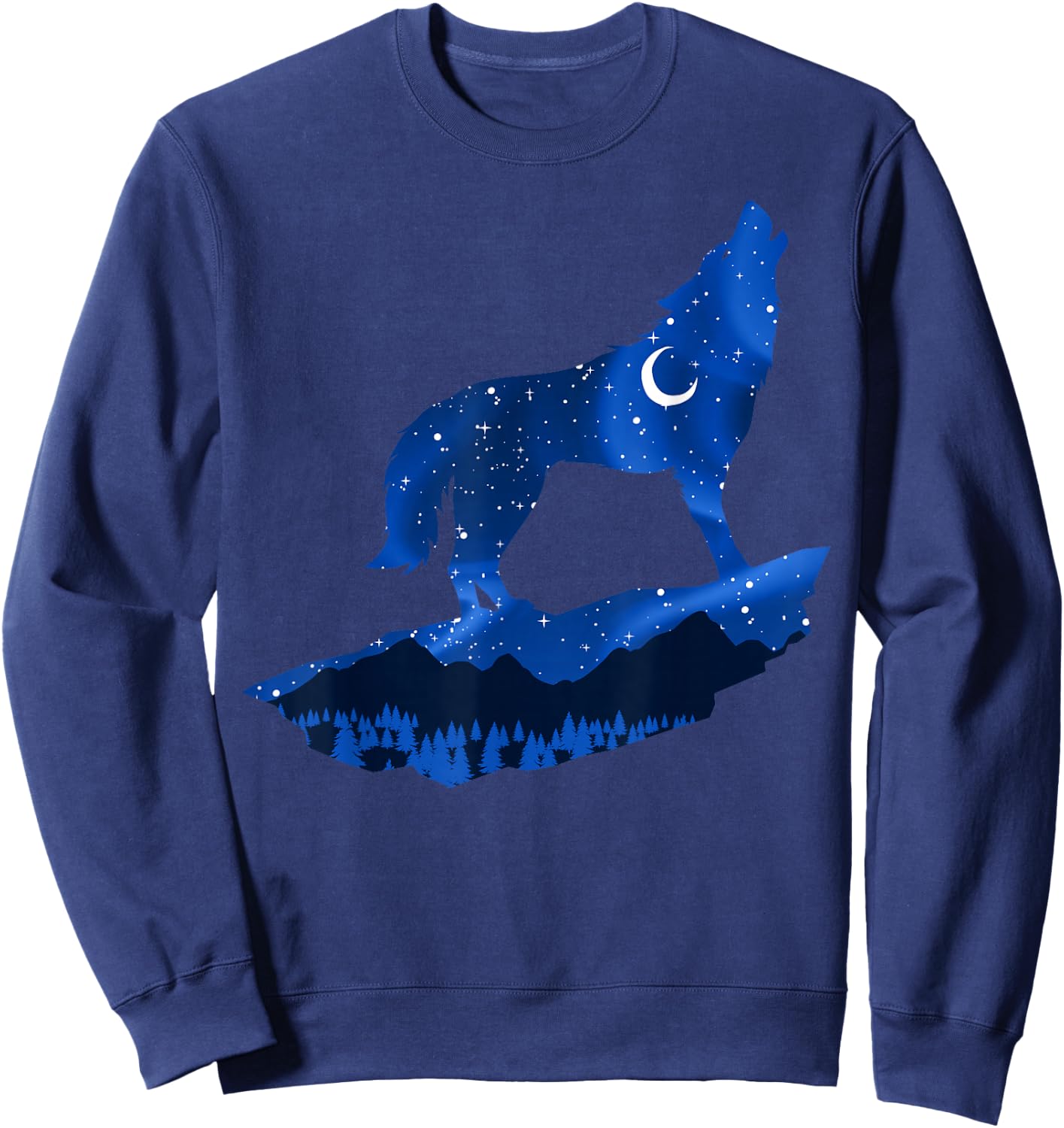 Wolf Starry Sky Moon Wolves Mountain Wildlife Pack Hunter Sweatshirt - Sweatshirt | Navy