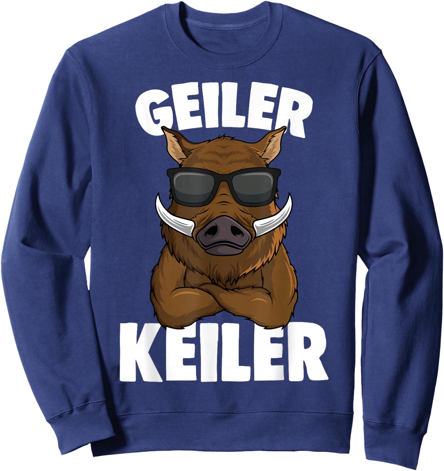 Men's Wild Boar Hunter , Green Sweatshirt - Sweatshirt | Navy