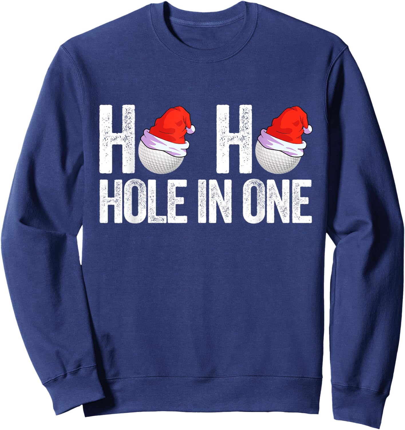 Golf Ball Christmas Golfing Santa Hat Golf Gift Golfer Sweatshirt - Sweatshirt | Navy