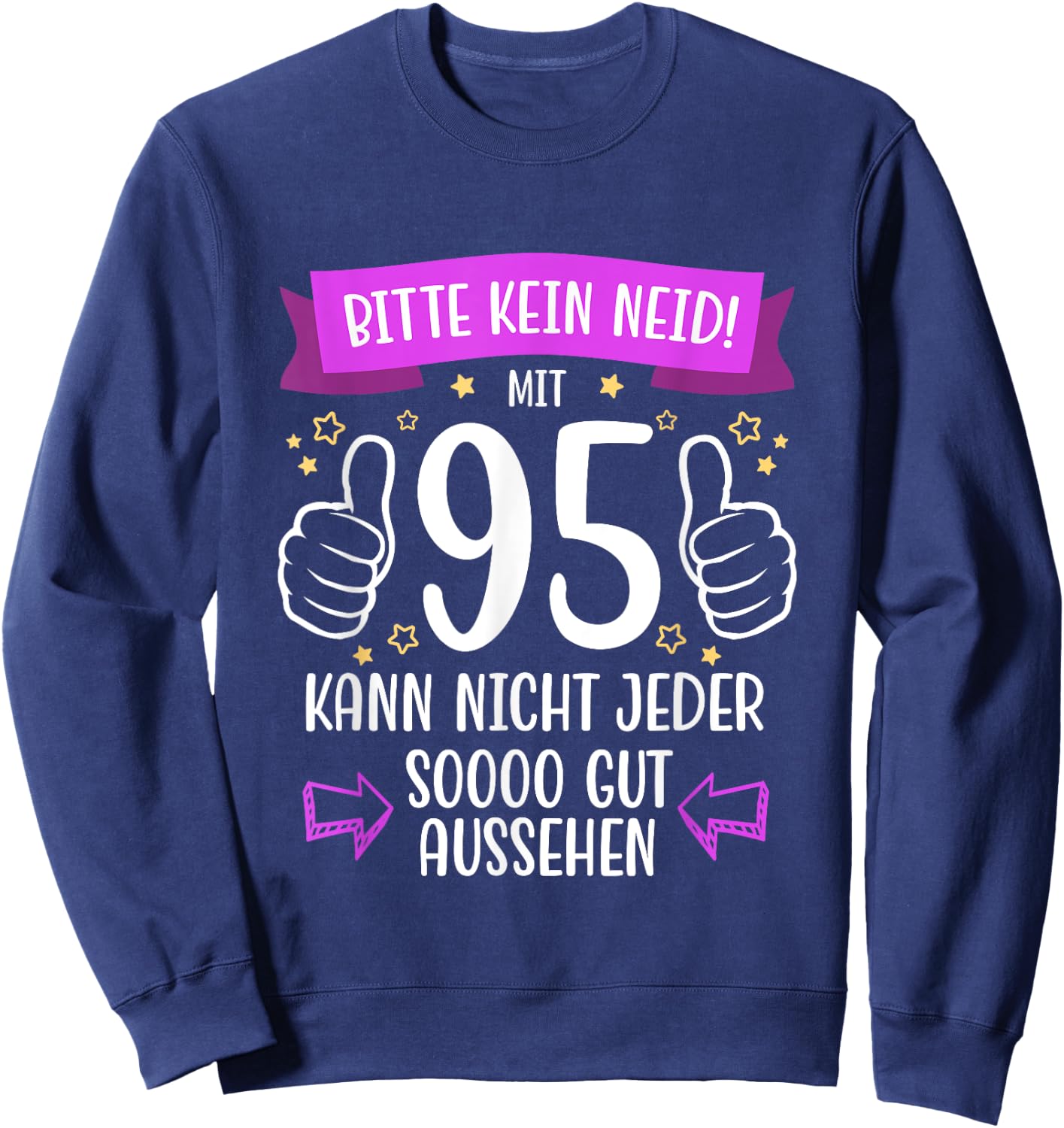 Decorative 95th Birthday Woman Man Gift Box Funny 95 Years , black, s Sweatshirt - Sweatshirt | Navy