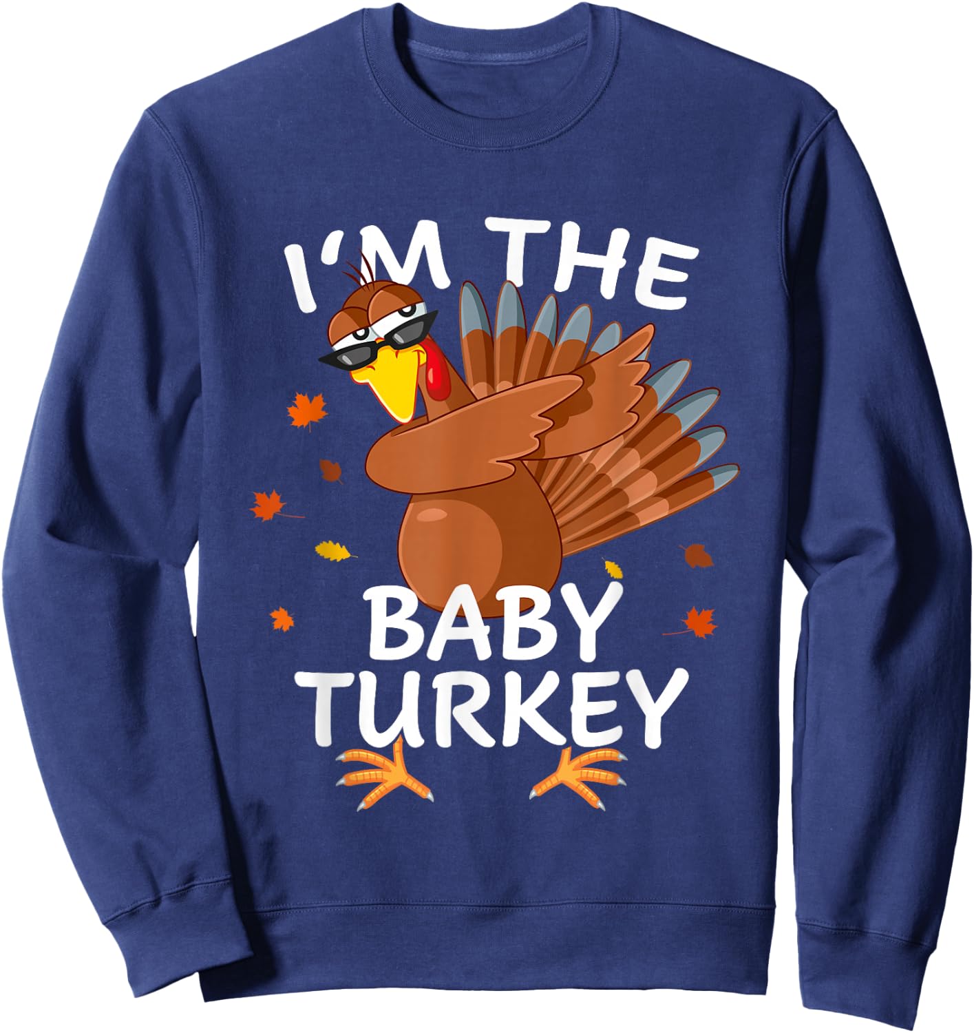 Family Thanksgiving Matching Kids Pjs & Gifts Baby Boys Black Thanksgiving Baby Turkey Sweatshirt - Sweatshirt | Navy
