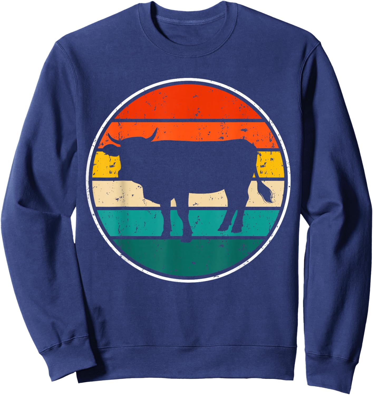 Cow Sunset Vintage Sweatshirt - Sweatshirt | Navy