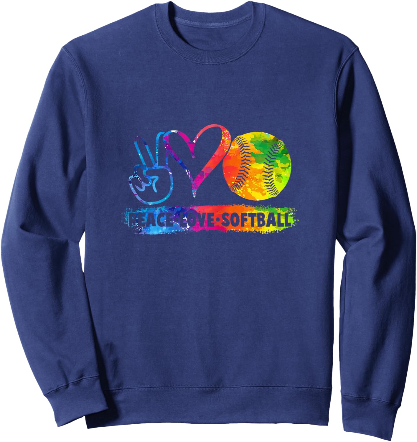 Softball Shirt Girls Softball Peace Love Softball Sweatshirt - Sweatshirt | Navy