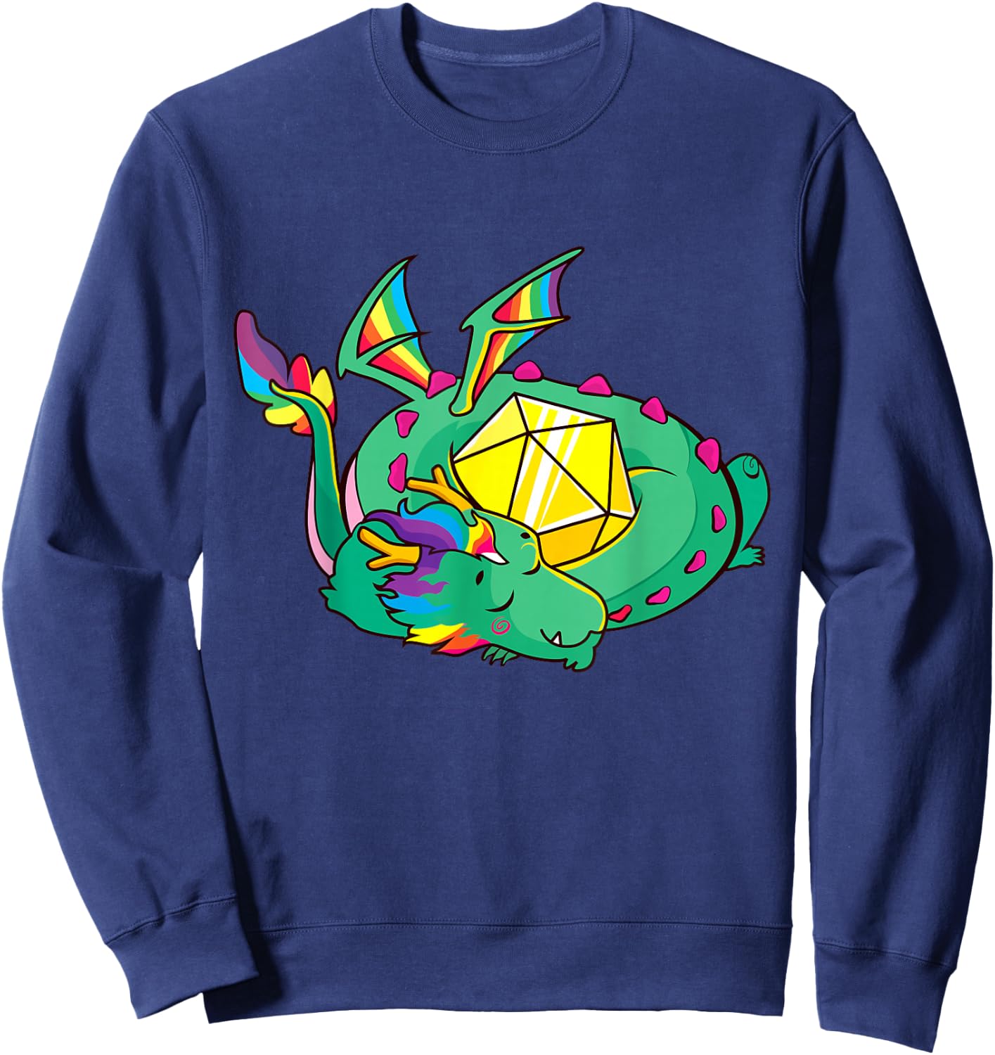 Kawaii Dragon D20 Dice Rolepaying Games TTRPG Boys Kids Men Sweatshirt - Sweatshirt | Navy