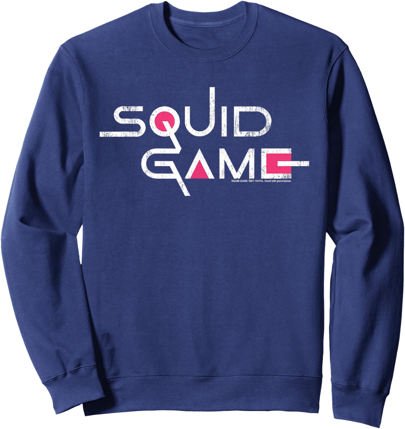 Classic Squid Game Logo with White Text , Black, S Sweatshirt - Sweatshirt | Navy