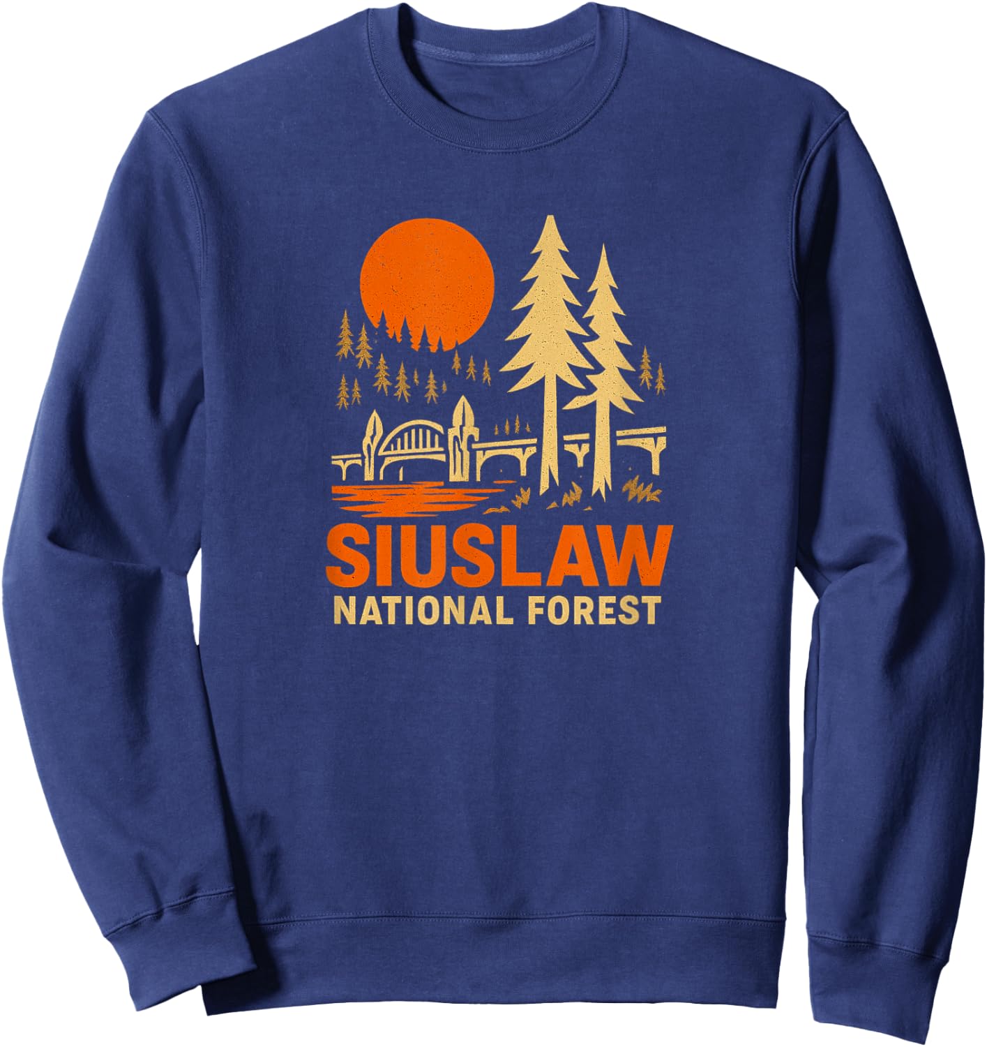 Siuslaw National Forest Vintage Style Design Sweatshirt - Sweatshirt | Navy