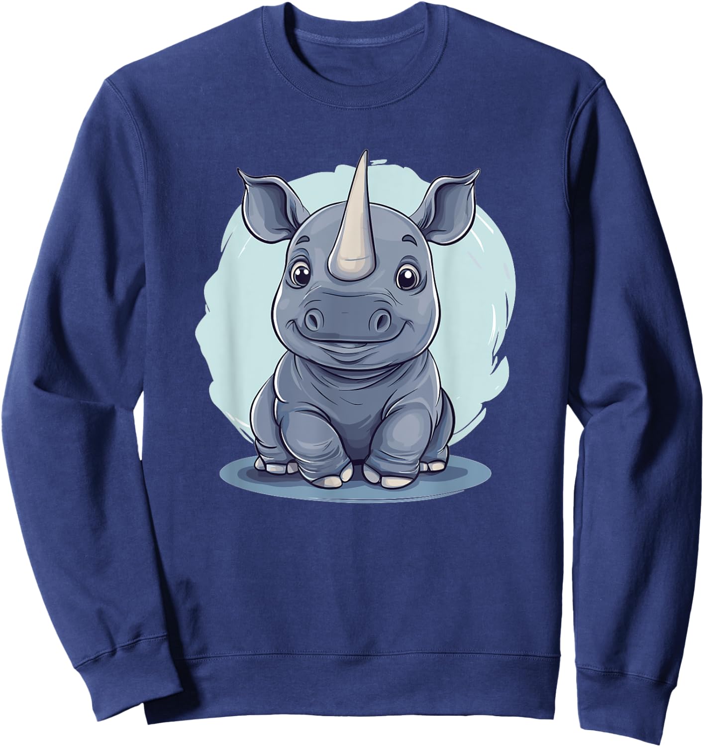Cute Baby Rhino Illustration Sweatshirt - Sweatshirt | Navy
