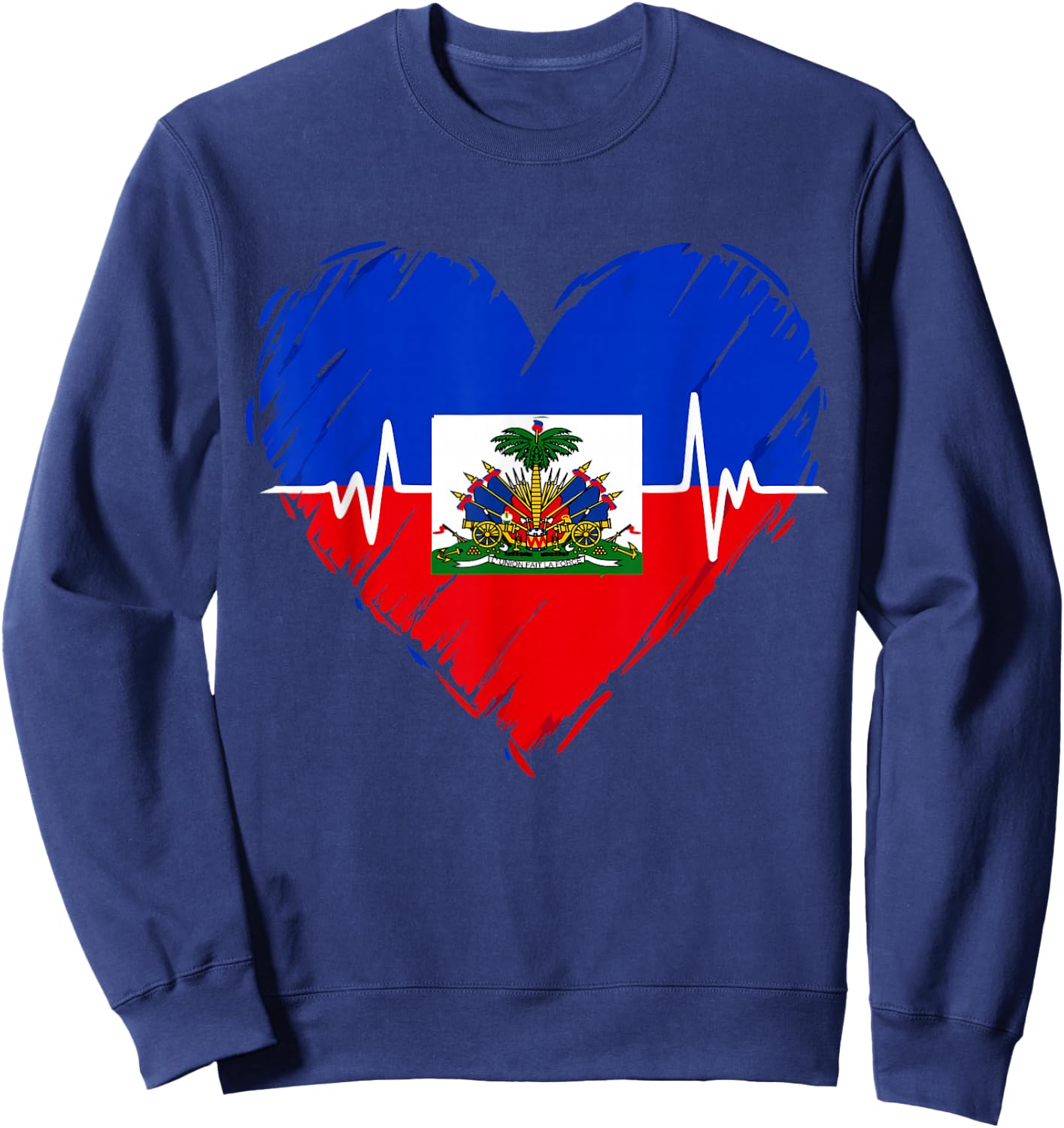 Haitian Flag Day Love Haiti Heart Haitian Roots Haiti Flag Sweatshirt - Sweatshirt | Navy