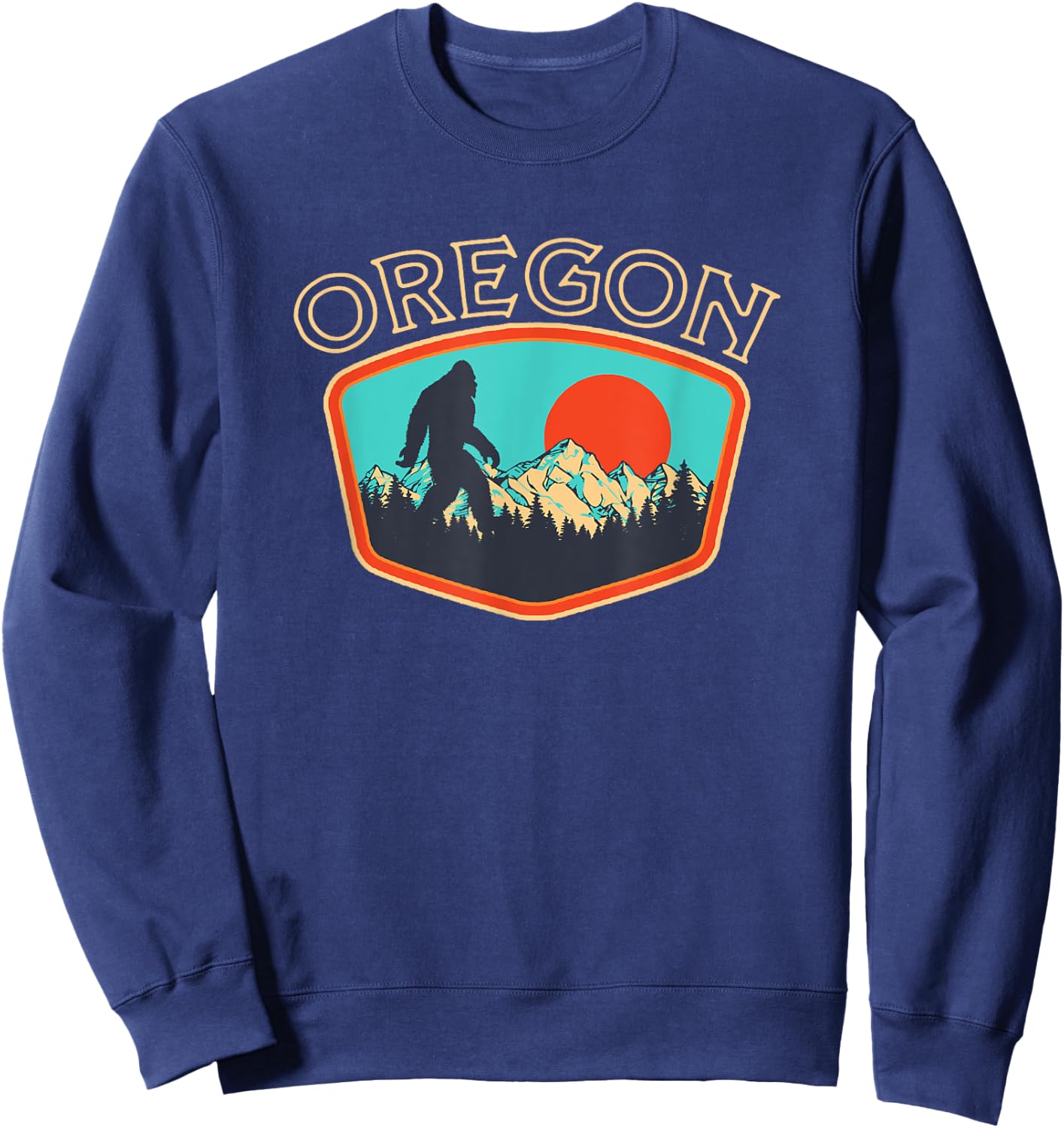 Oregon Bigfoot Vintage Outdoor Badge Retro Style Graphic Sweatshirt - Sweatshirt | Navy