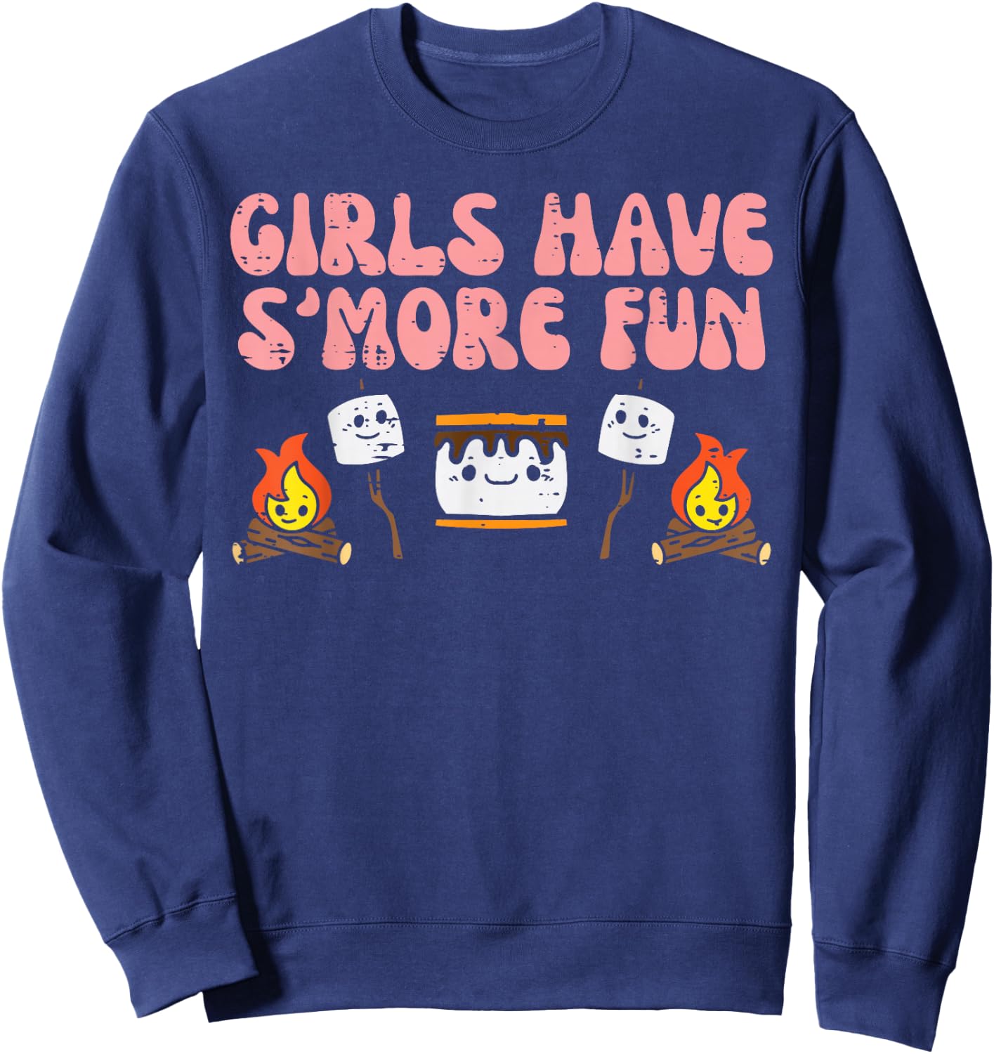Girls Have Smore Fun Camping Friends Camp Women Girl Kids Sweatshirt - Sweatshirt | Navy