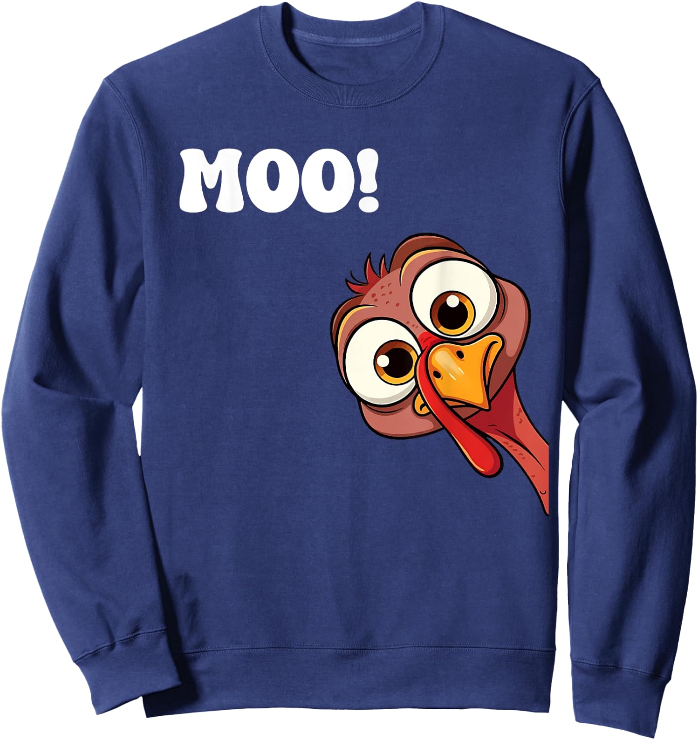Turkey Cow Moo Funny Fall autumn Thanksgiving Saying Sweatshirt - Sweatshirt | Navy