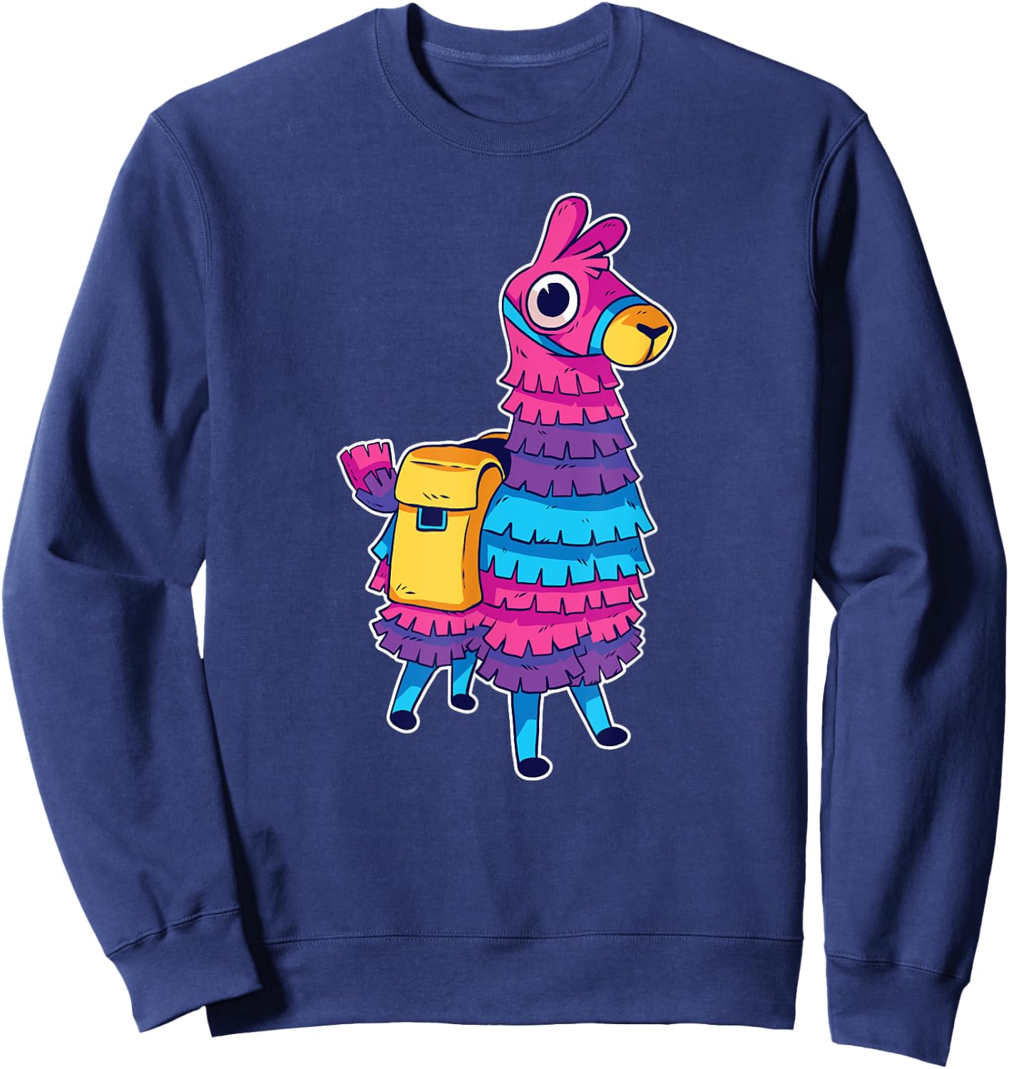 Funny Loot Llama Pinata With Yellow Saddlebag Artwork Sweatshirt - Sweatshirt | Navy