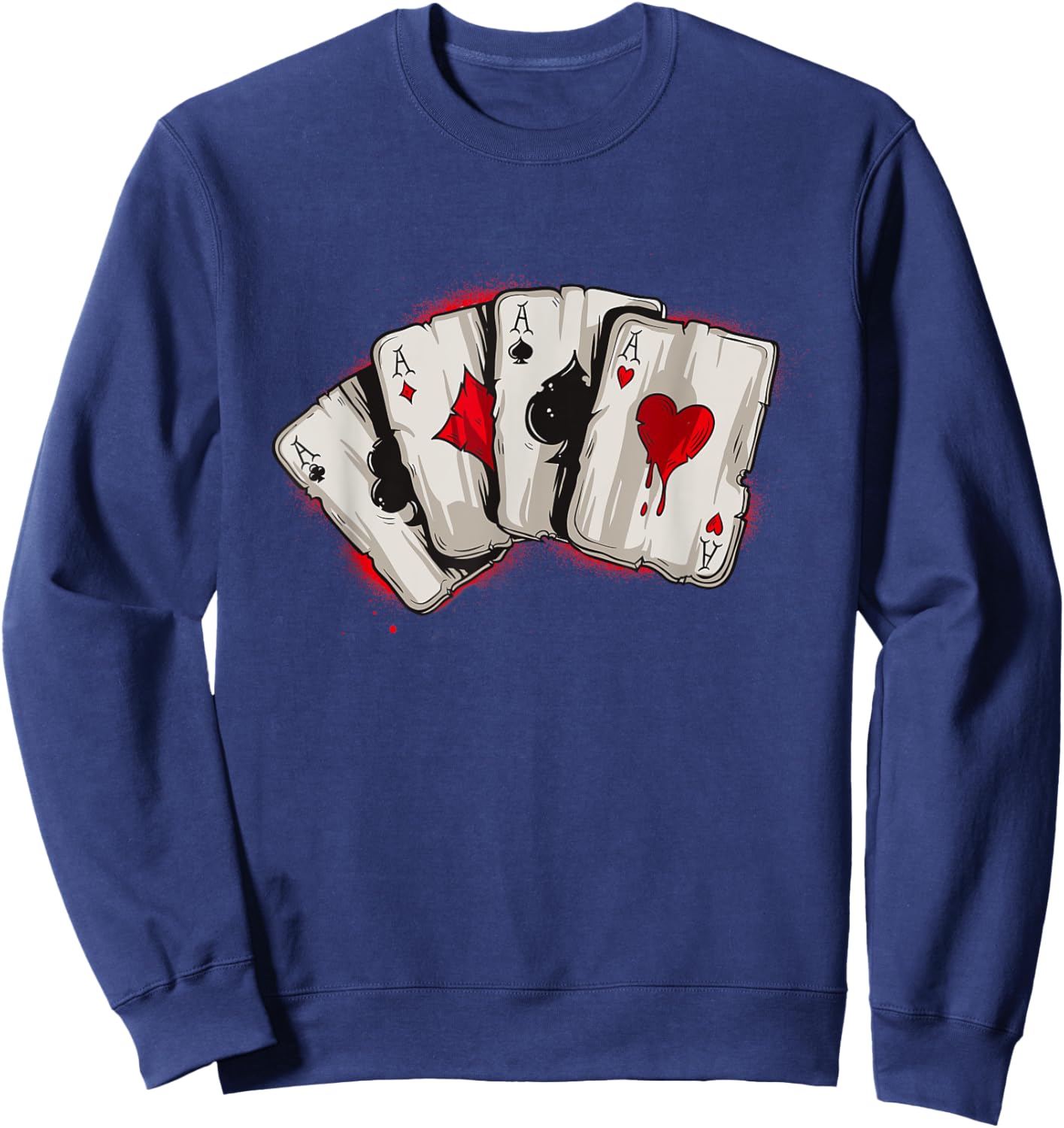 Poker 4 Aces Stud Hands Lucky Souvenir Las Vegas Sweatshirt - Sweatshirt | Navy