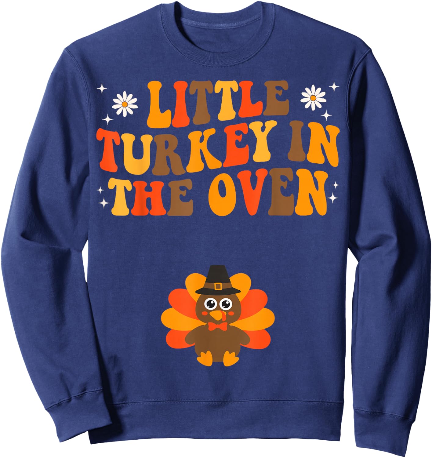 Thanksgiving Pregnancy Announcement Turkey Baby Reveal Sweatshirt - Sweatshirt | Navy