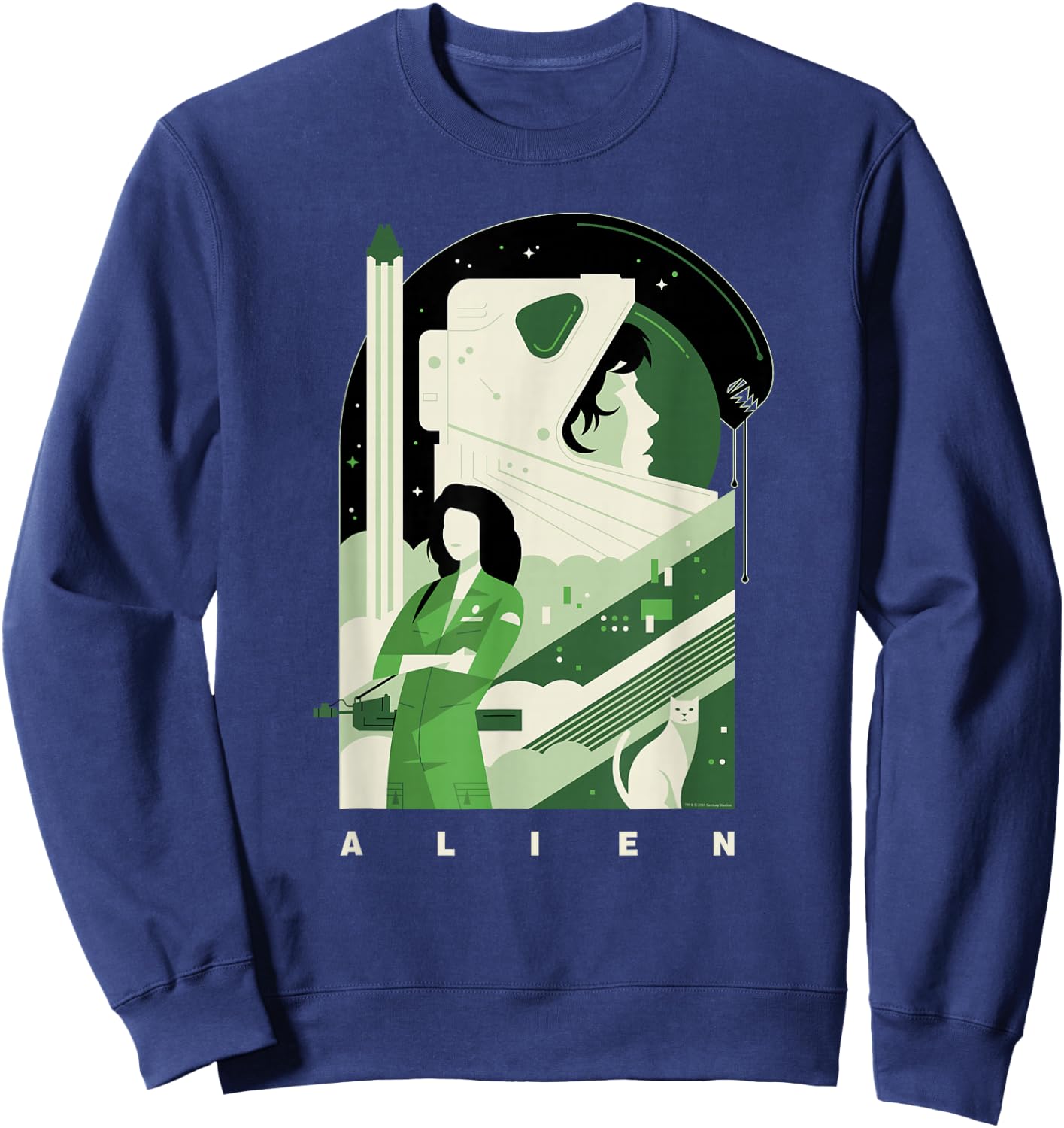 Alien 45th Anniversary Ellen Ripley Stylized Tribute Art Sweatshirt - Sweatshirt | Navy