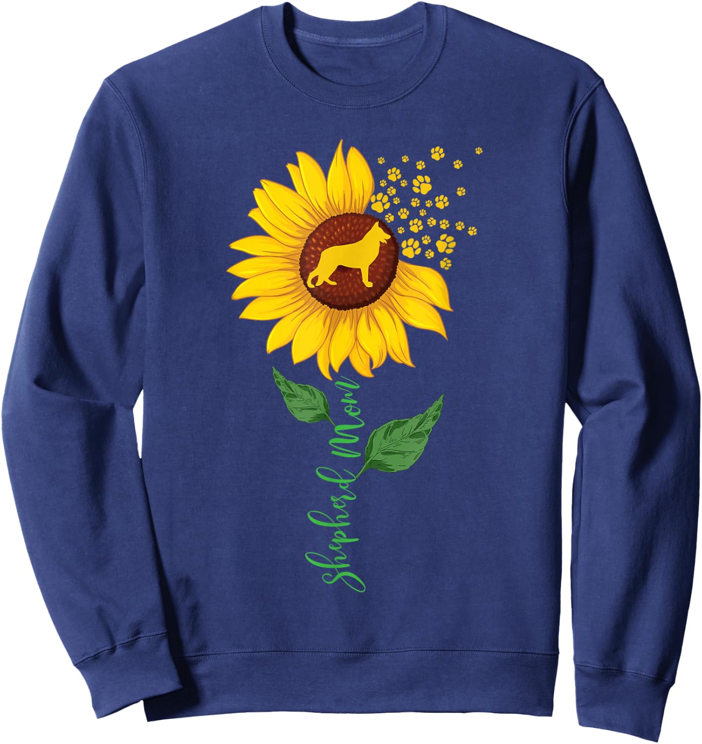 Shepherd Mom - Sunflower Dog Lover Canine Pet Breeder Sweatshirt - Sweatshirt | Navy