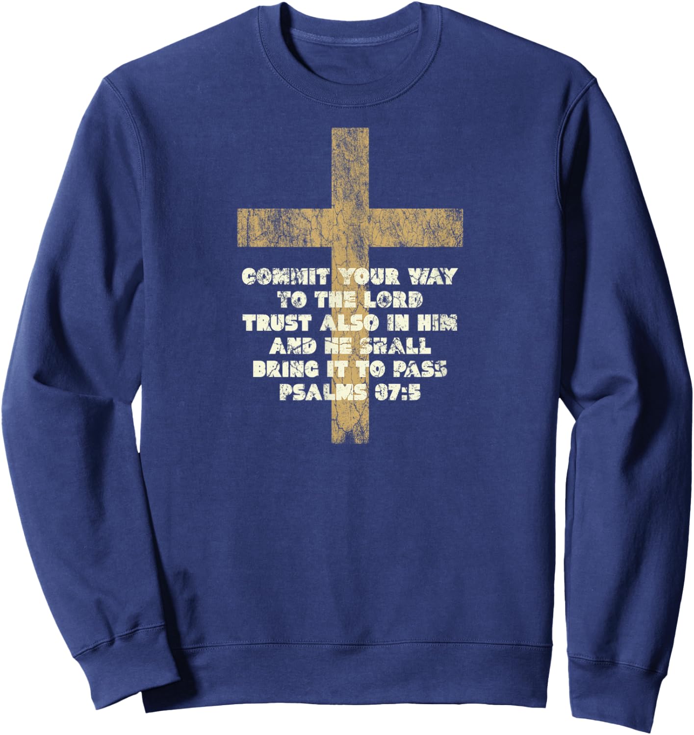 Psalms 37:5 Commit Your Way to the Lord Bible Verse Sweatshirt - Sweatshirt | Navy