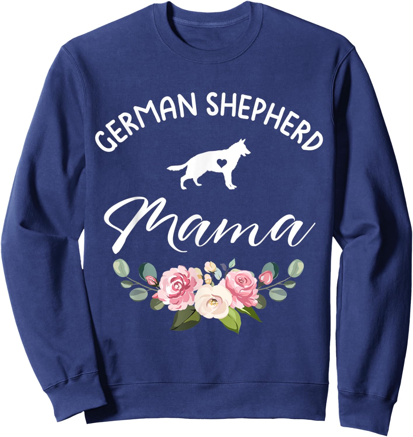 German Shepherd Dog Mama Silhouette Mom Mother's Day Sweatshirt - Sweatshirt | Navy